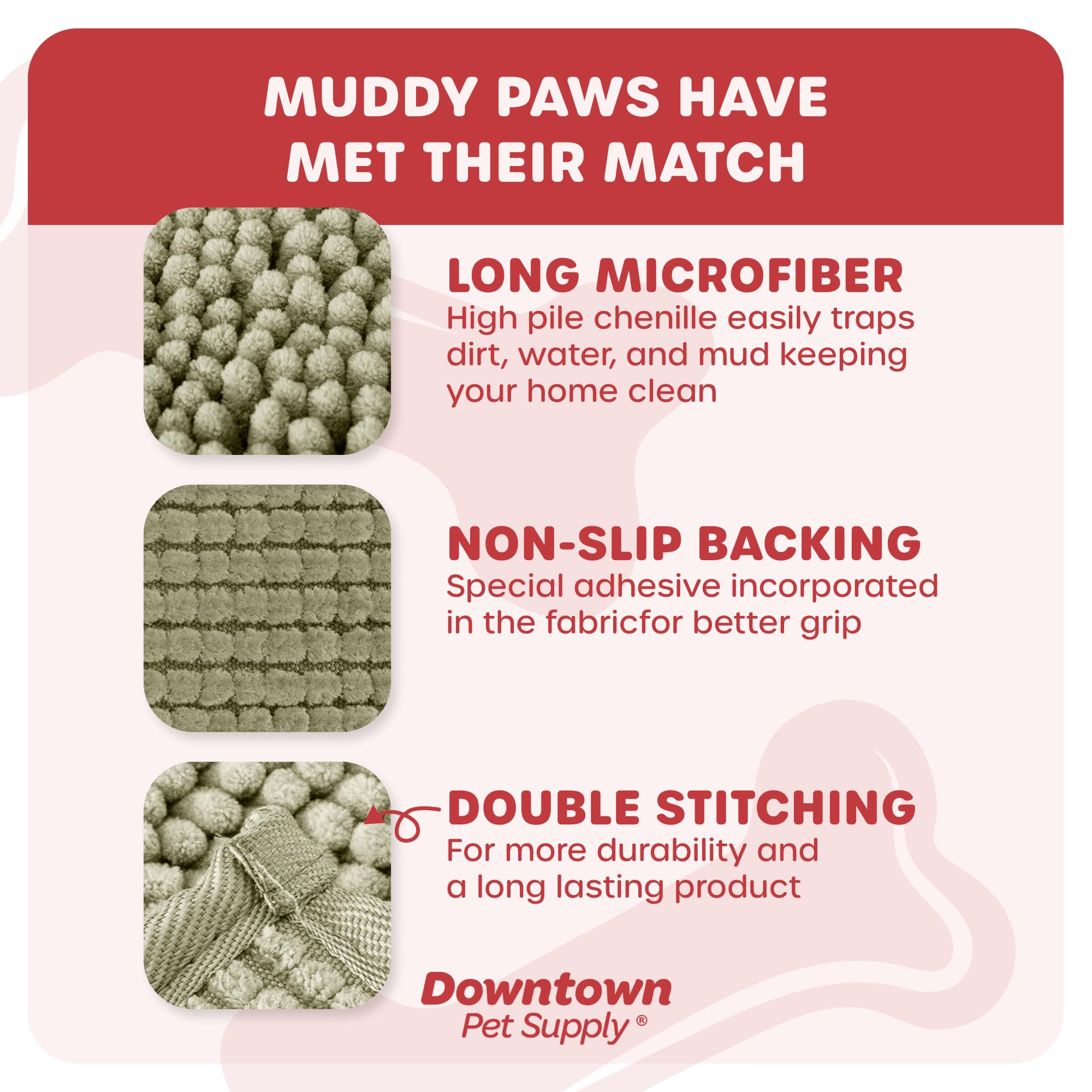My Doggy Place Microfiber Dog Mat for Muddy Paws, 18 x 24 Oatmeal - Absorbent and Quick-Drying Dog Paw Cleaning Mat, Washer and
