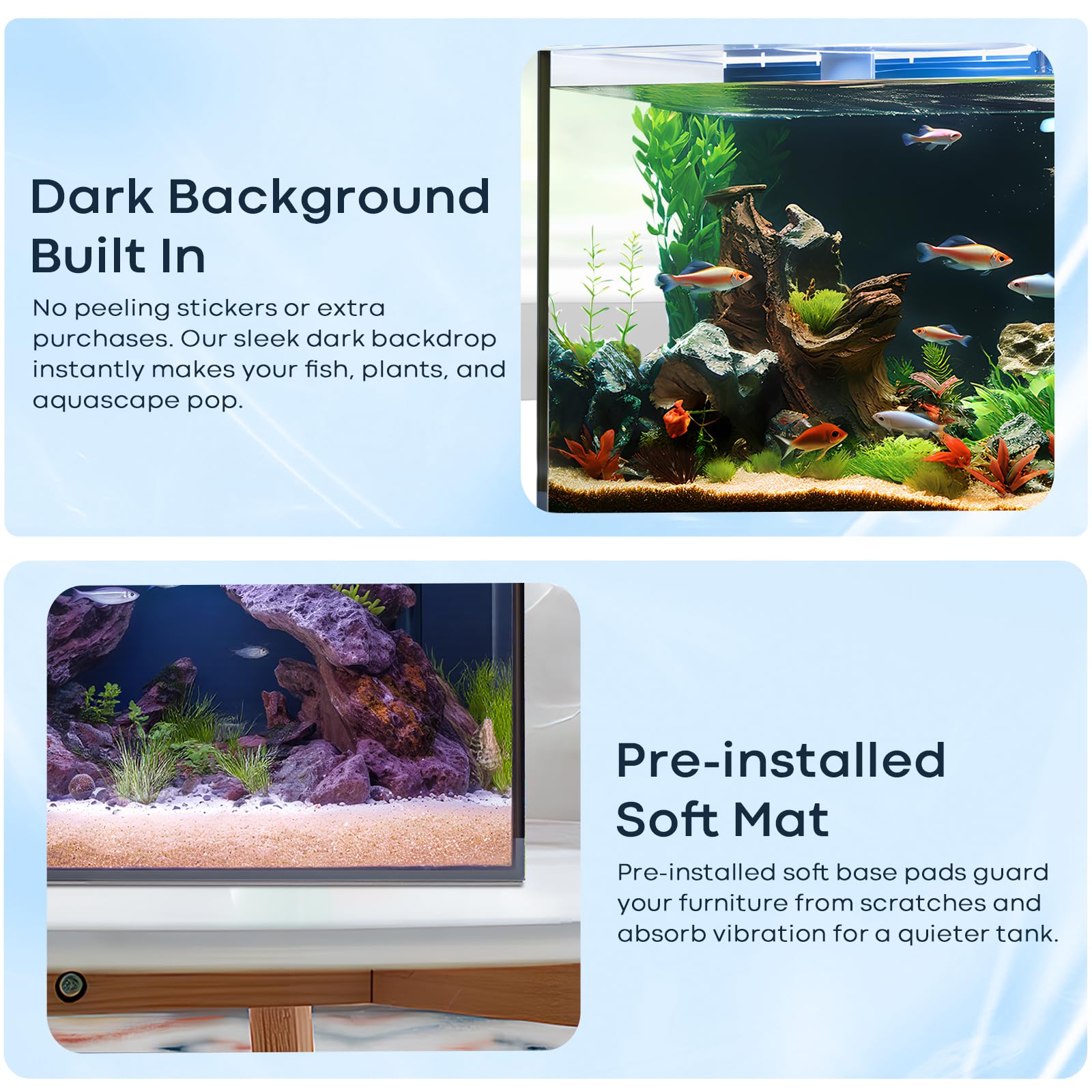3 Gallon Glass Fish Tank Cube, Small Aquarium Fish Bowl for Betta Goldfish Snails Shrimp Aquatic Planting, Easy to Maintain Ultr