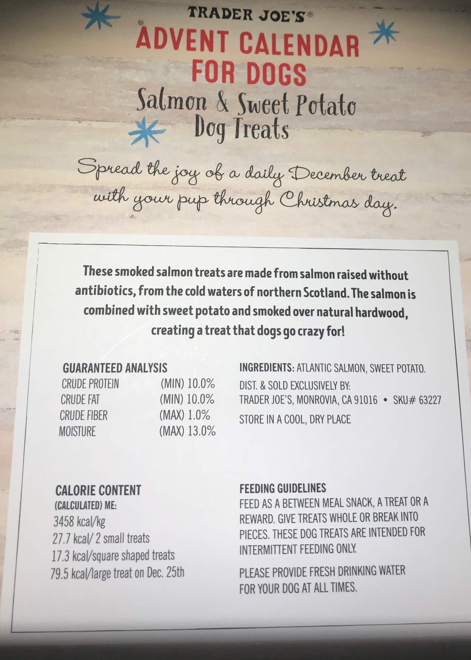 Trader Joes Advent Calendar for Dogs with Treats- Holiday 2019-For Pets-Healthy