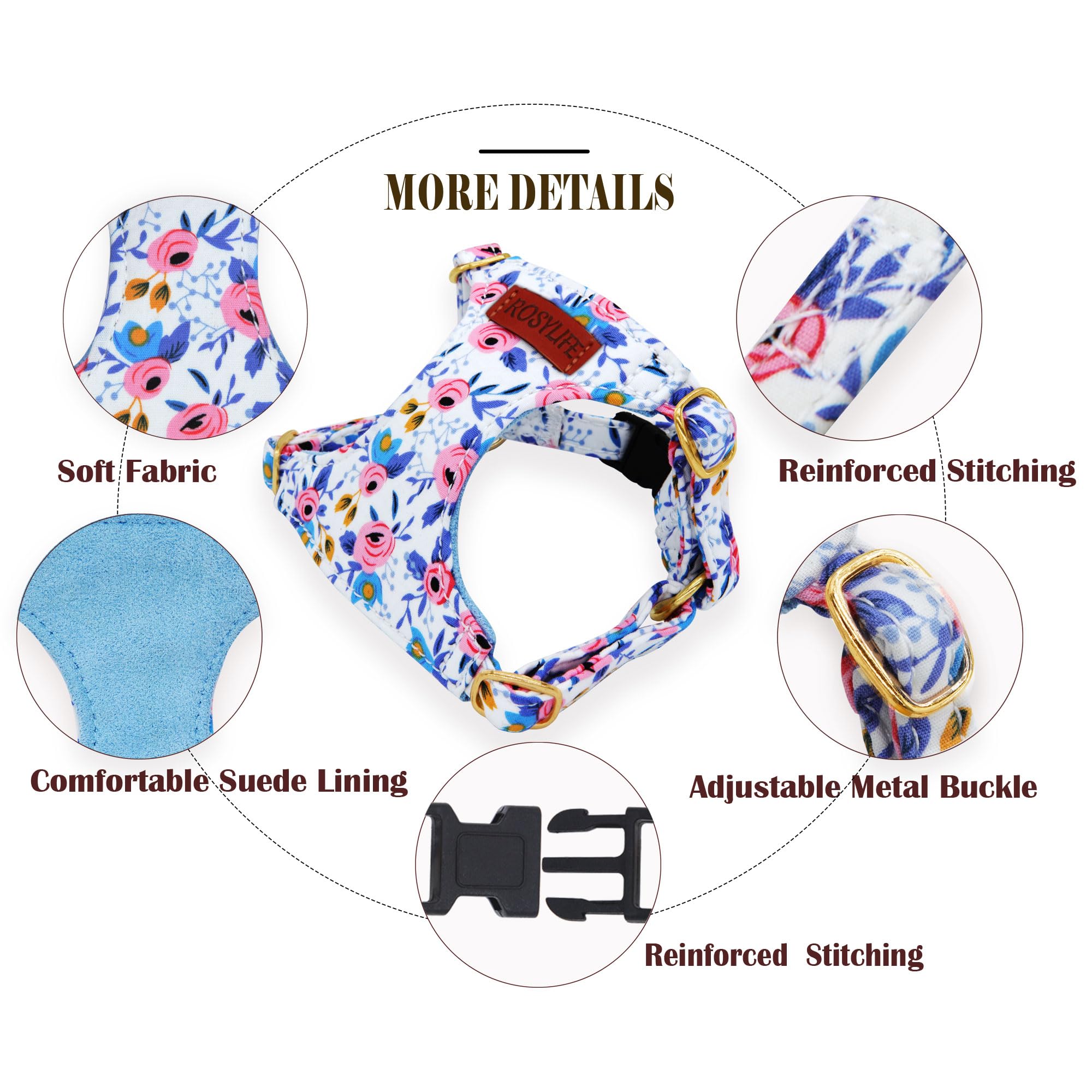 No Pull Dog Harness Adjustable Small Harness And Leash Set, Lightweight And Soft Dog Harness No Choke Escape Proof Pet Harness V