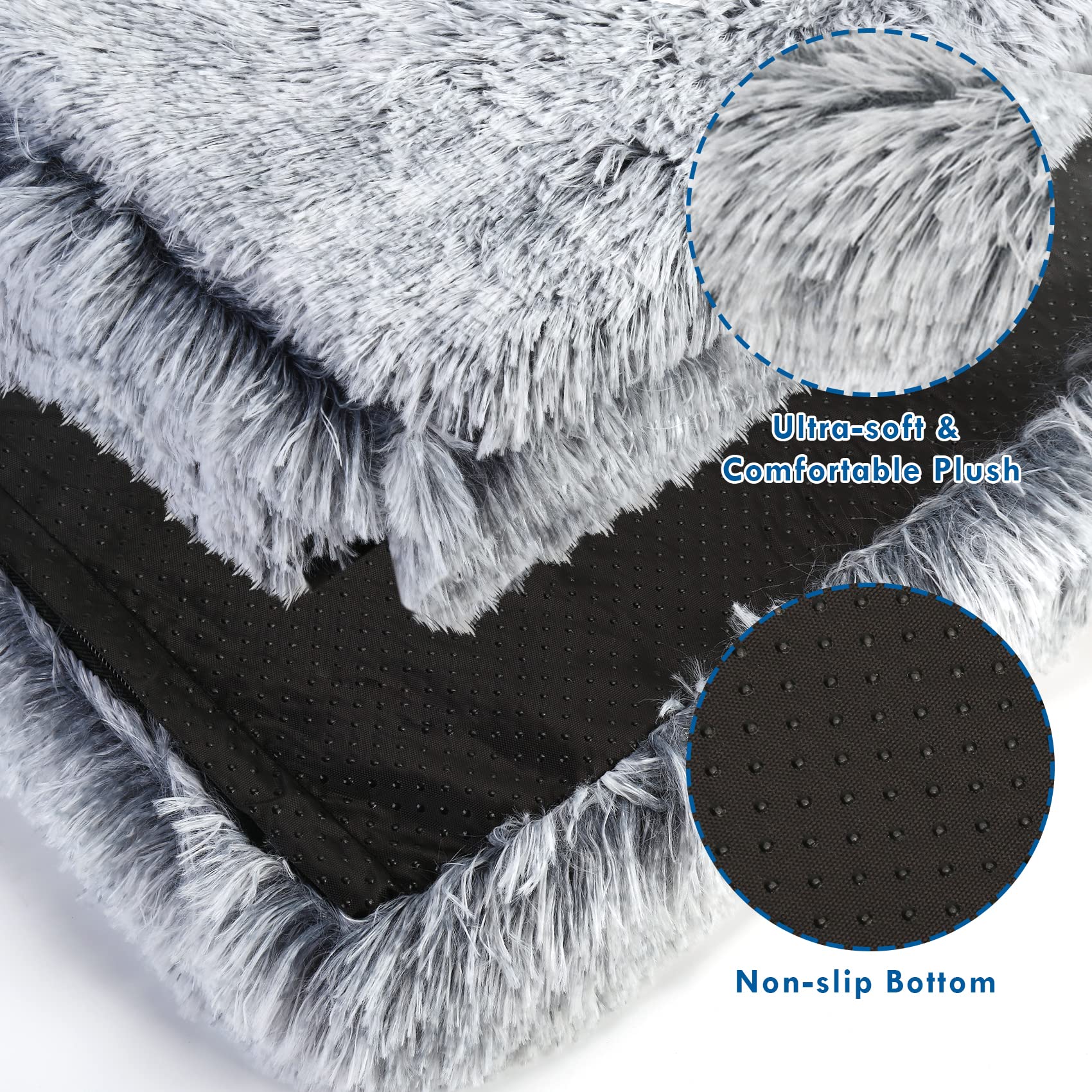 Dog Bed With Cover Cave, Orthopedic Dog Bed With Blanket, 33.5 * 27.6'' Rectangle Pet Crate Cozy Cuddler Mat, Anti-Anxiety Memor