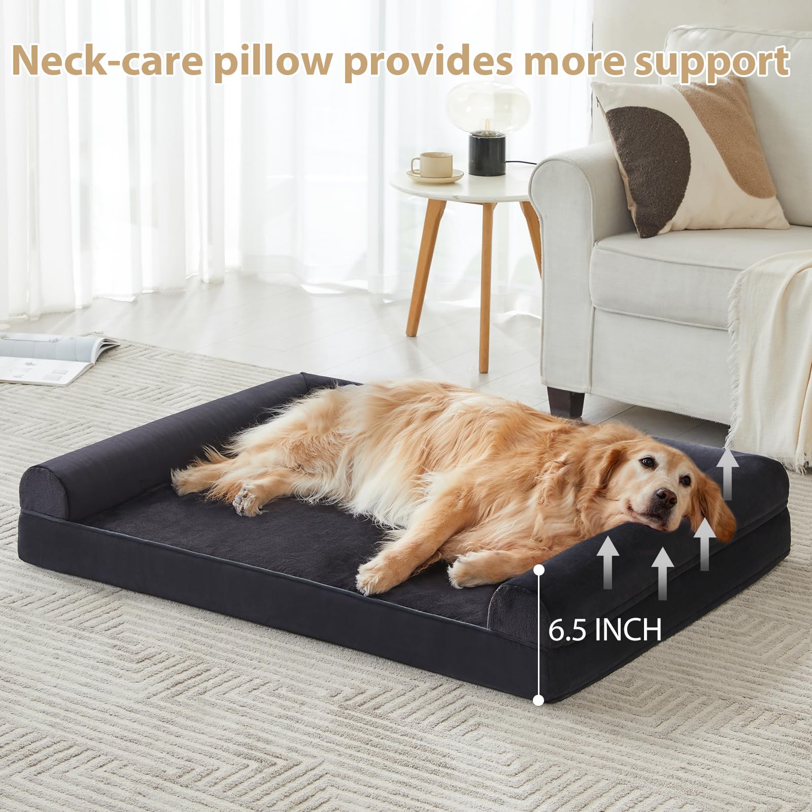 Bfpethome Washable Dog Beds For Large Dogs, Orthopedic Dog Bed Large, Big Dog Couch Bed With Removable Washable Cover, Waterproo