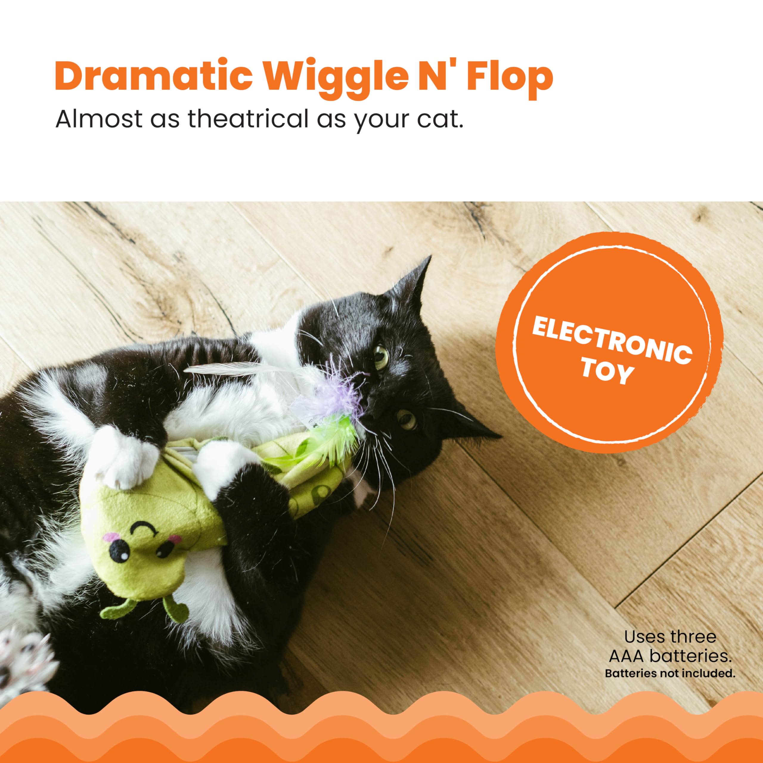 Catstages Wiggle Worm Flopping Toy Electronic Flopping Cat Toy Moving Wiggle Toy, Green