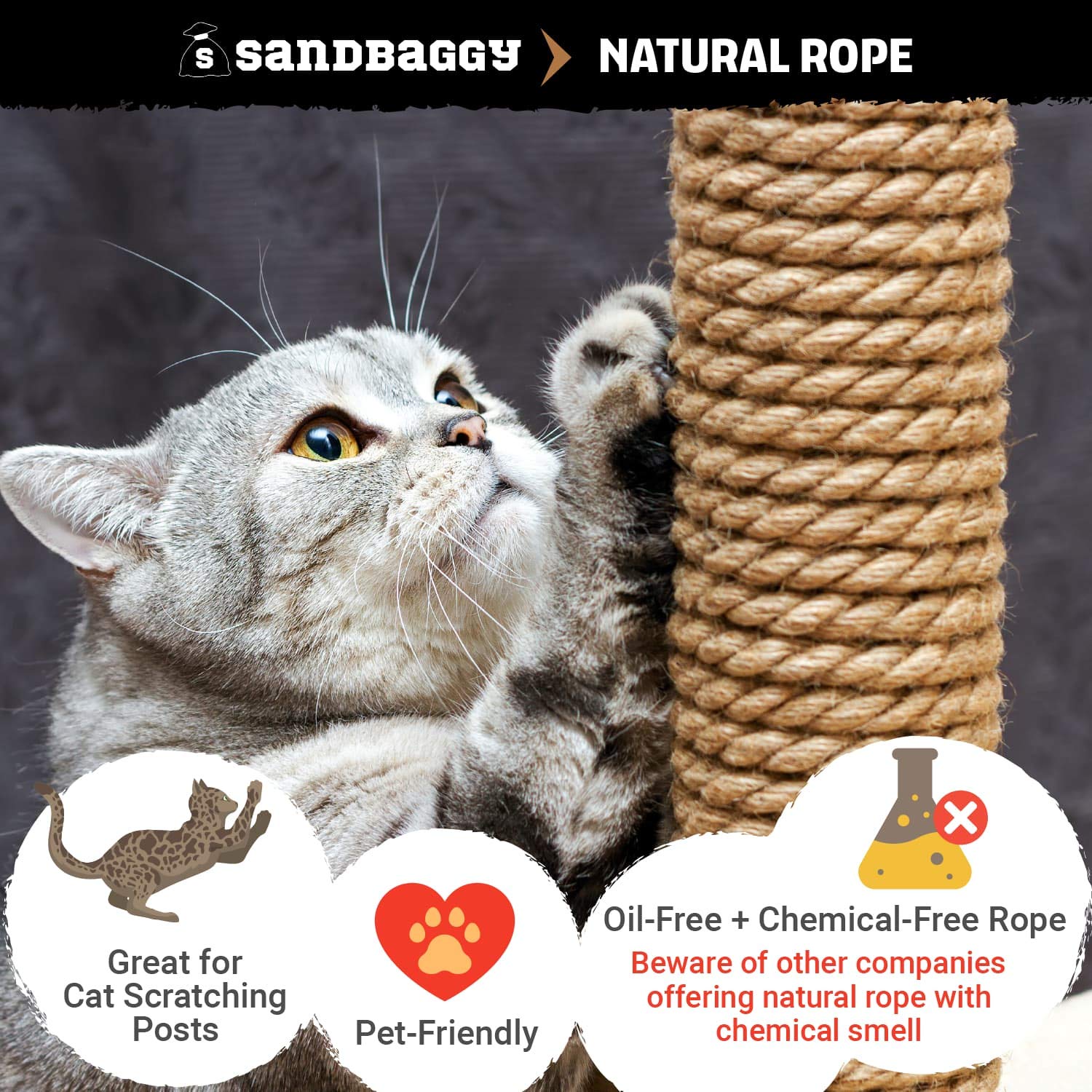 Sandbaggy Sisal Rope Twine 1/4 Inch X 500 Ft | Industrial Grade | No Synthetic Materials - Eco-Friendly Product | Higher Quality Compared To Home Depot, Walmart, Lowes (2 Rolls)