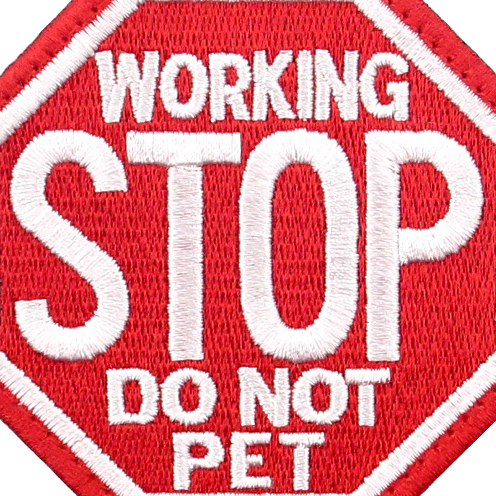 Tailwag Planet Service Dog Working Stop Do Not Pet Morale Tactical Patch Embroidered Badge Fastener Hook & Loop Emblem, Red & White