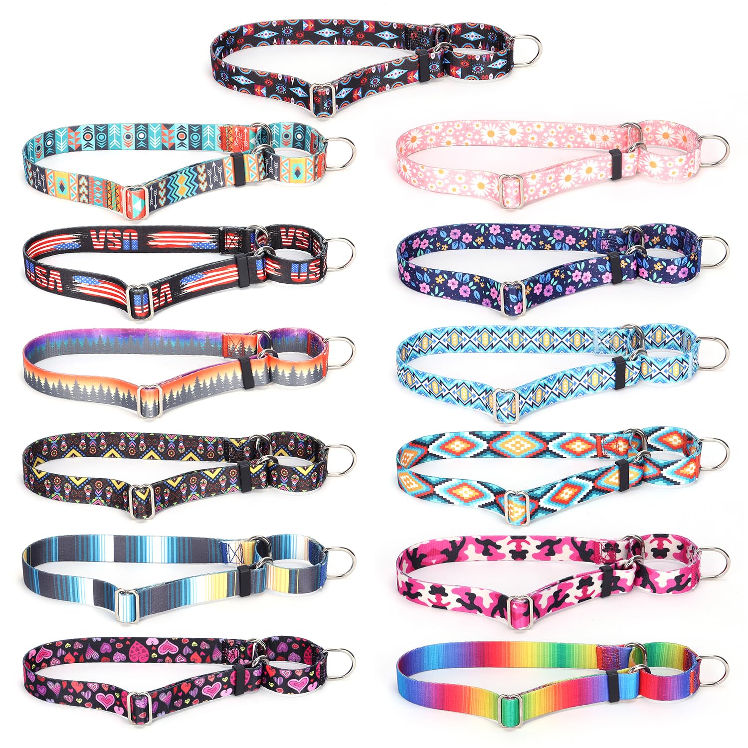 Martingale Dog Collars For Small Dogs, No-Slip Escape Proof Choke No Pull Cinch Soft Nylon Dog Training Collars Adjustable For S
