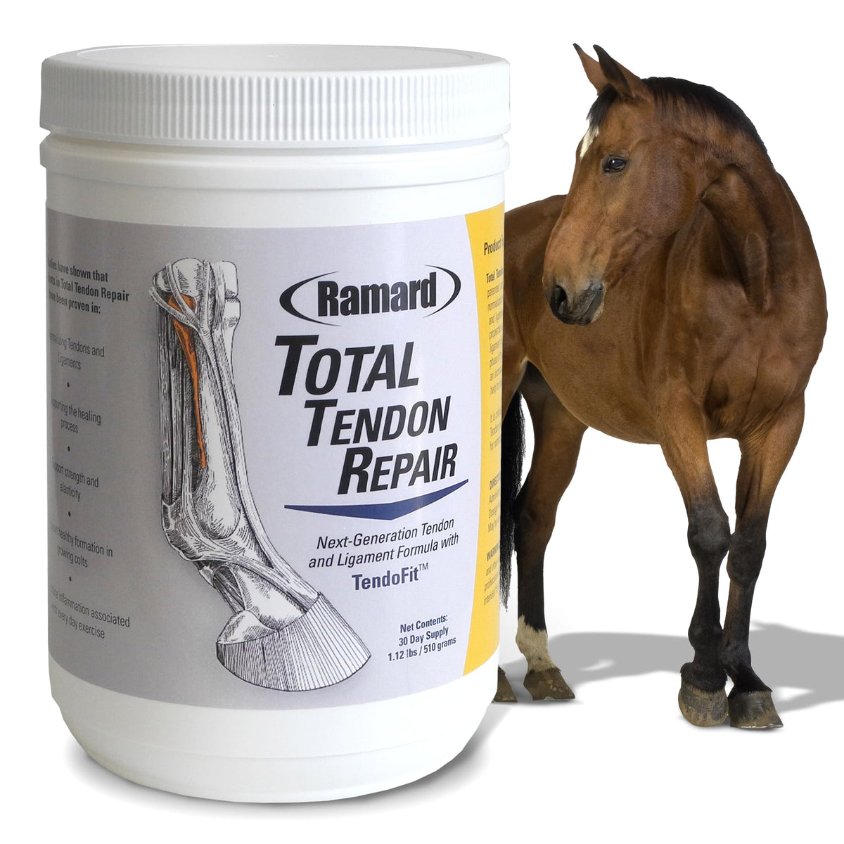 Ramard Total Tendon Repair –Advanced Powder Supplement With Vitamin C, Collagen, And Msm For Horse Joint, Ligament, And Tendon Support - Supplements For Elasticity And Strength – 30 Day Supply