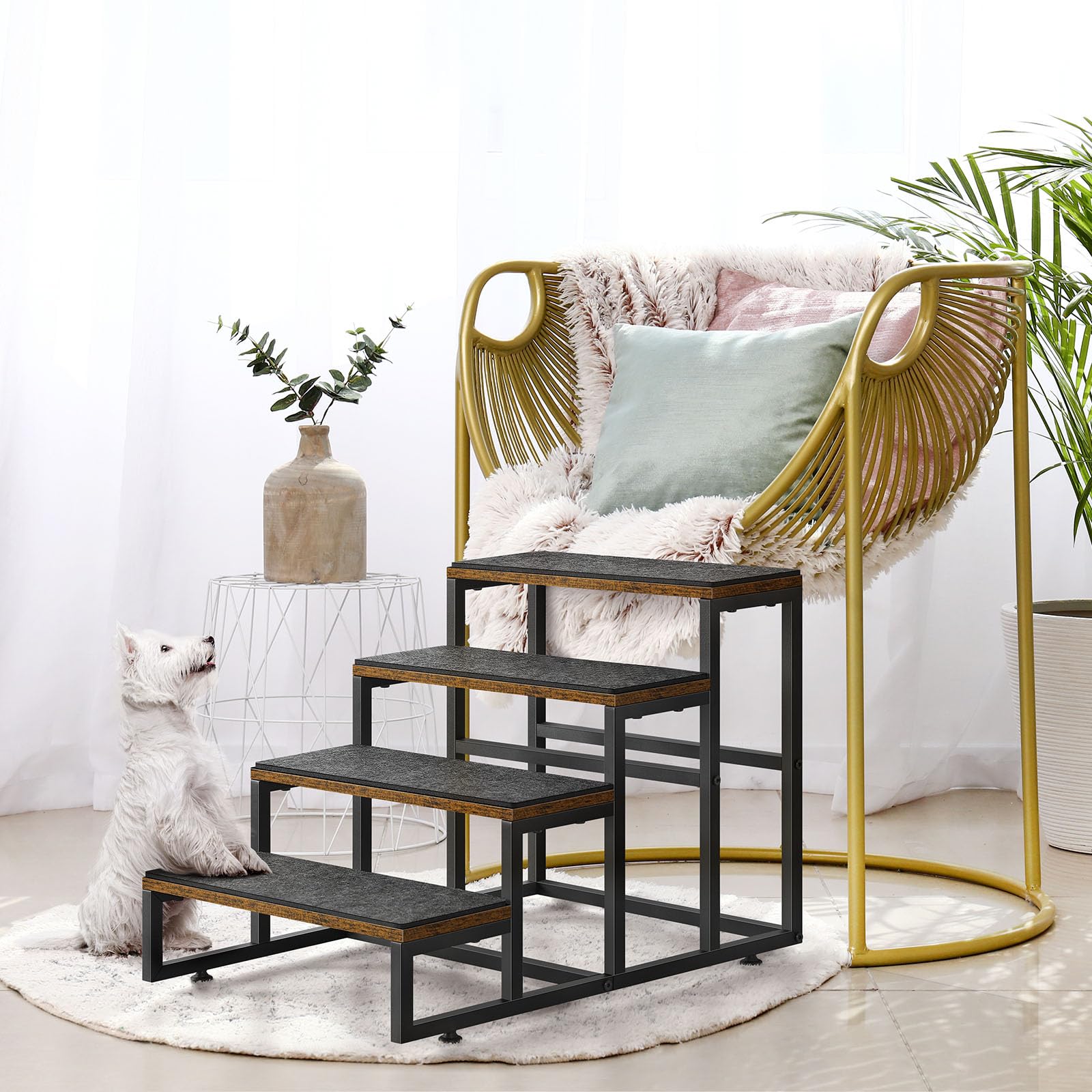 Dog Stairs For High Beds 4 Steps Dog Stairs For Small Medium Dogs Pet Stairs/Steps For Puppy, Cats, And Dogs, Easy To Walk On Do