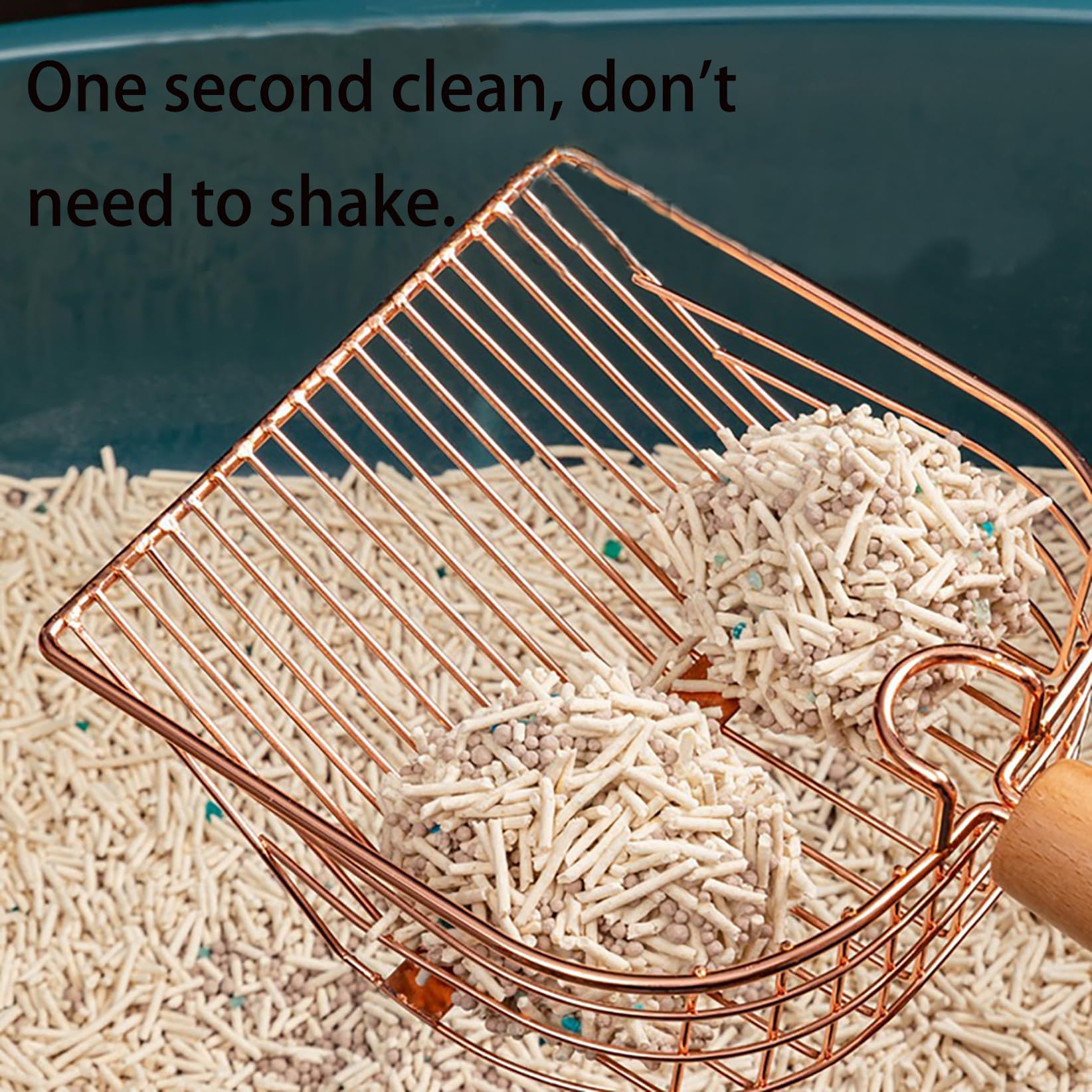 Cat Litter Scoop, Large Stainless Steel Sifter With Wooden Long Handle,Kitty Deep Shovel Pooper Scooper,Poop Sifting, Kitten Poo