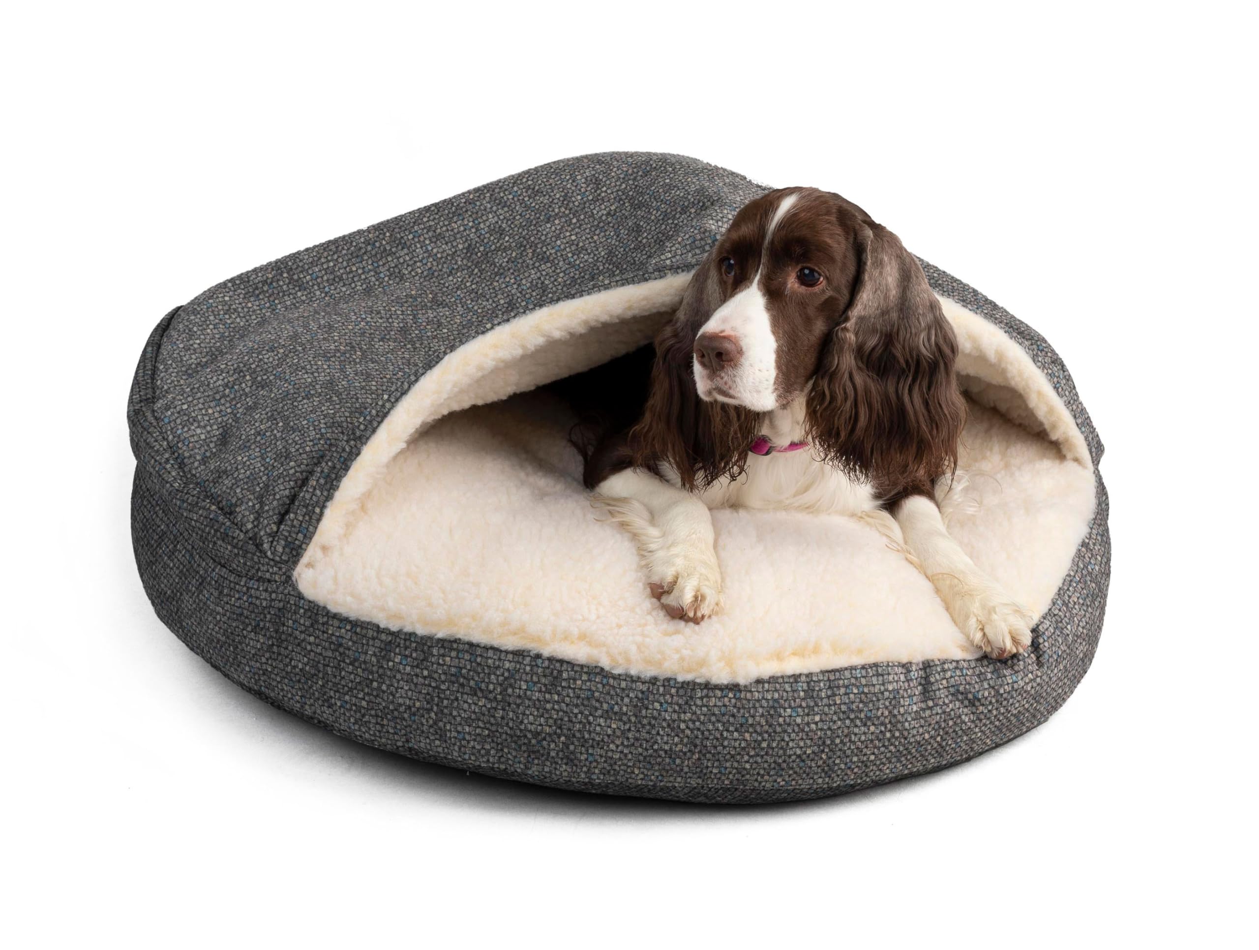 Snoozer Luxury Microsuede Cozy Cave Pet Bed, Show Dog Collection, Large, Merlin Pewter