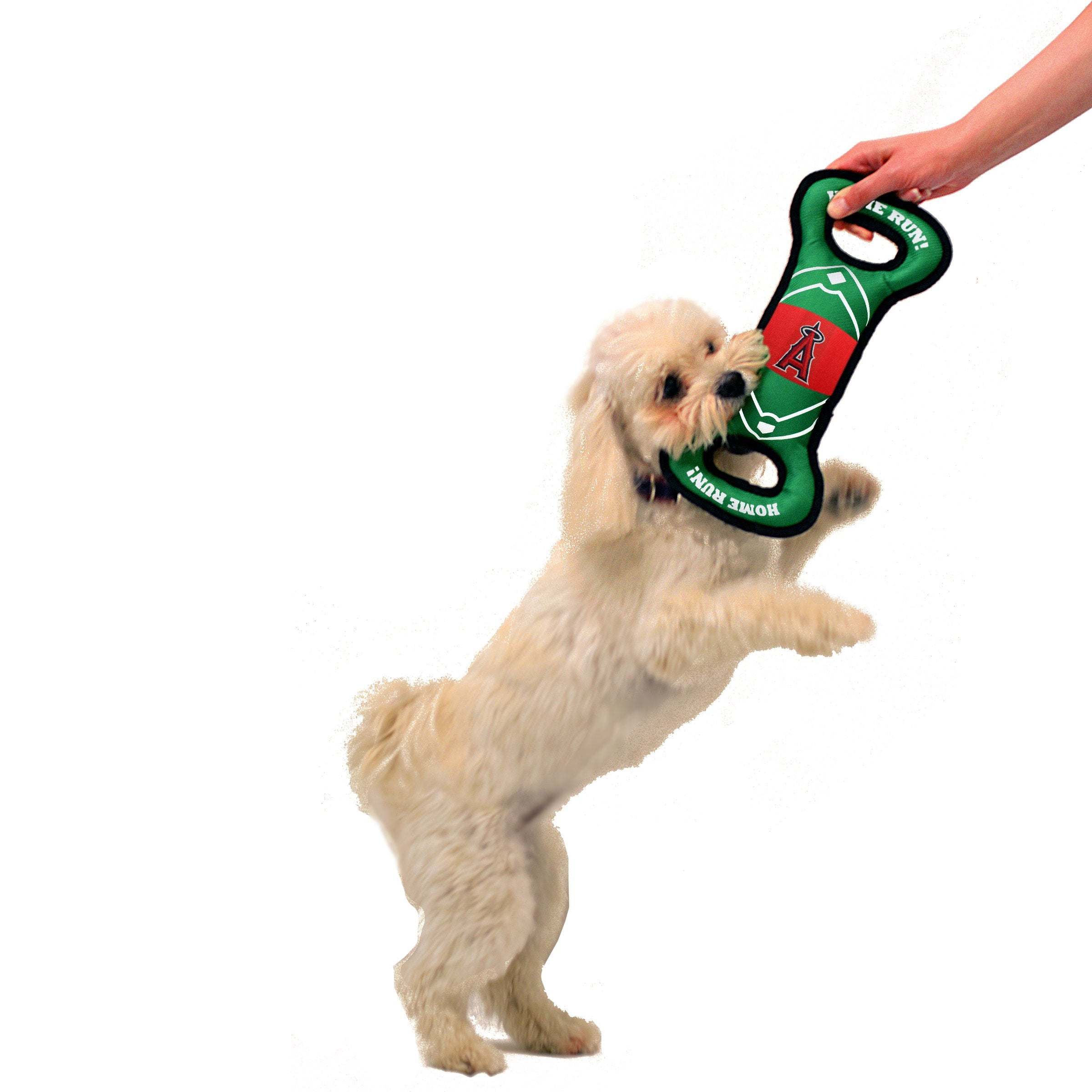 Pets First Mlb Los Angeles Angels Baseball Field Dog Toy With Double Rim Stitching & Inner Squeaker