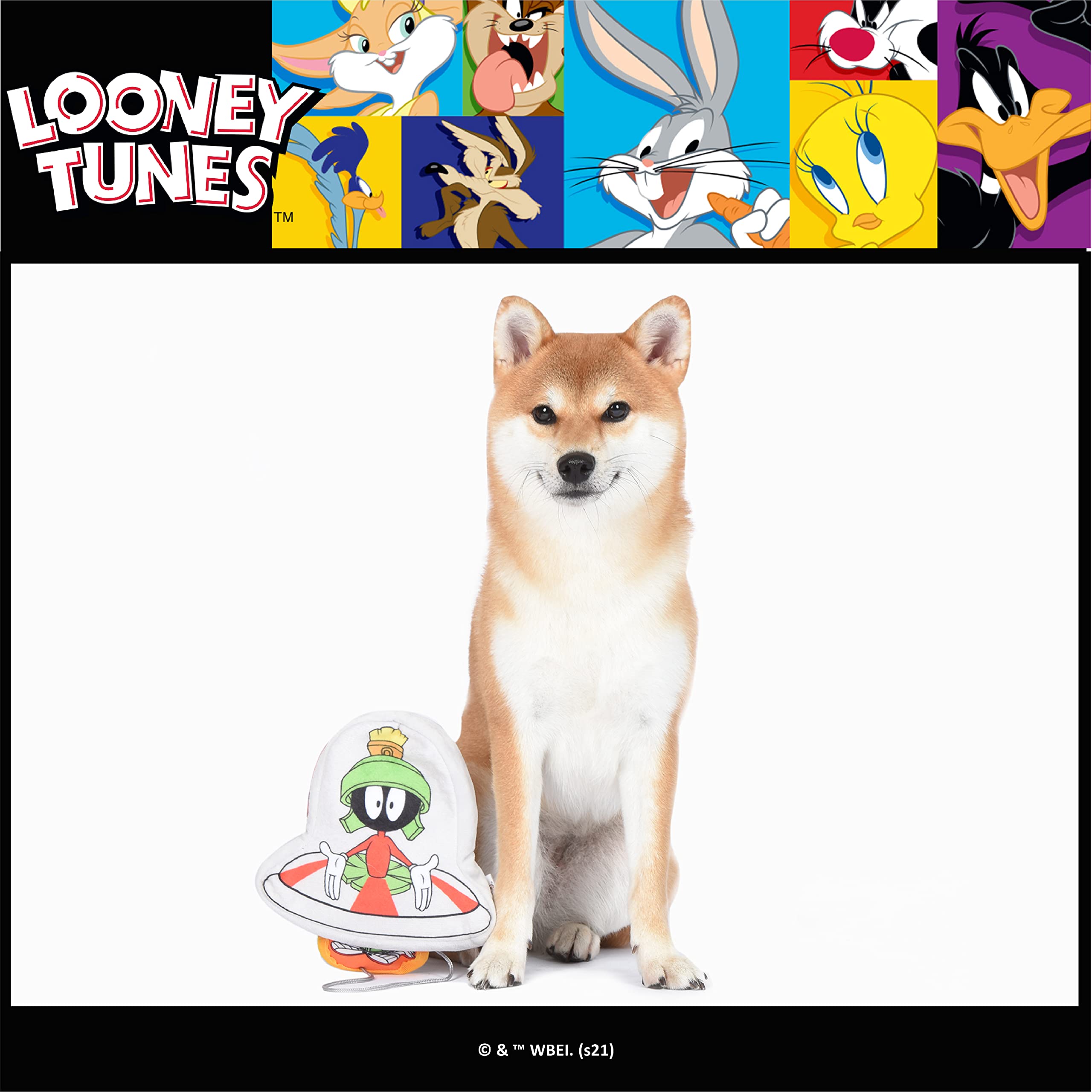 Looney Tunes Marvin The Martian Burrow Plush Dog Toy - 6 Inch, Fun Hide and Seek Toy for All Dogs, Officially Licensed Warner Bros
