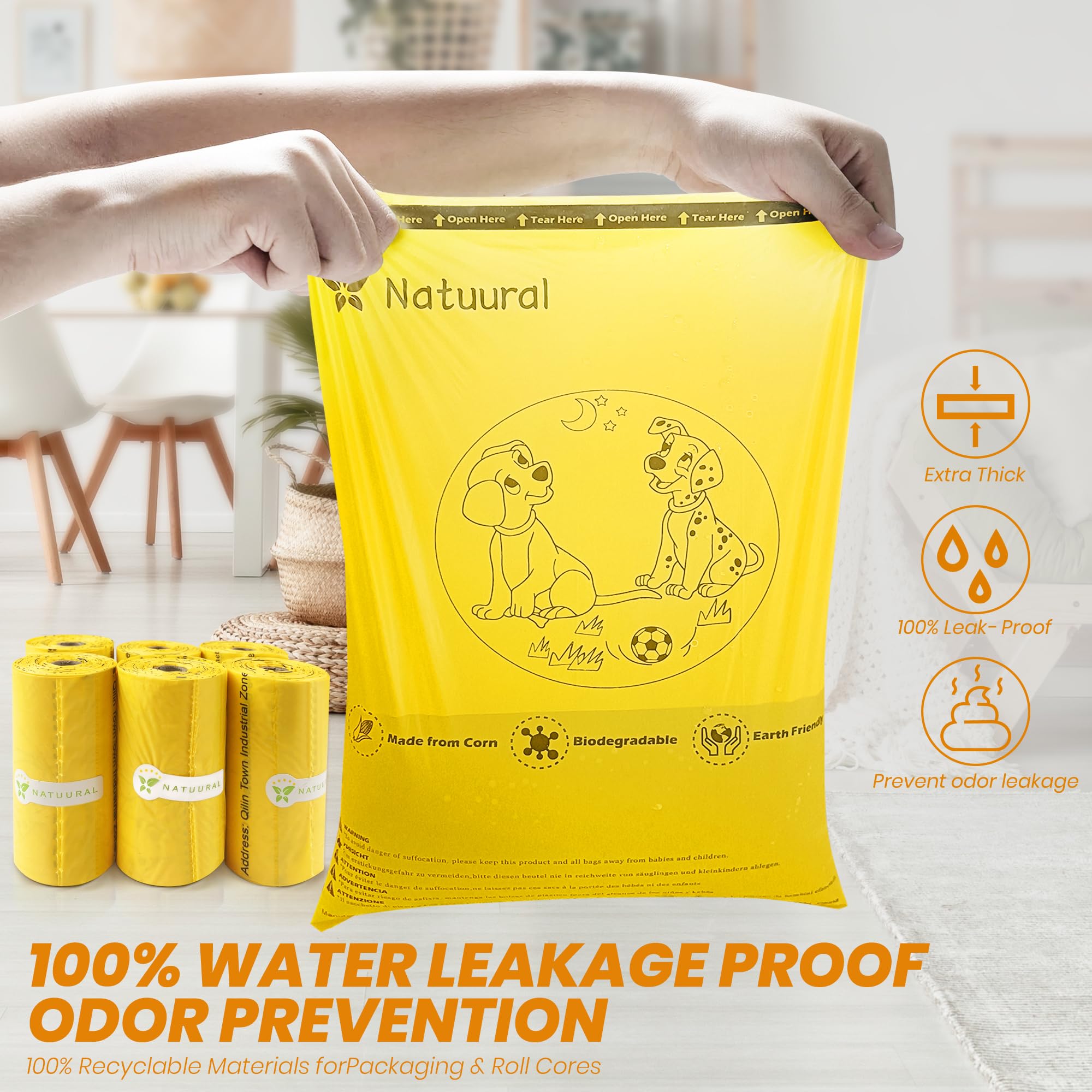 Poop Bags for Dogs-1050 Counts, 70 Rolls With a Free Dispensers, Biodegradable Poop Bags Made of Cornstarch, Size: 9x13 Inch, Ex