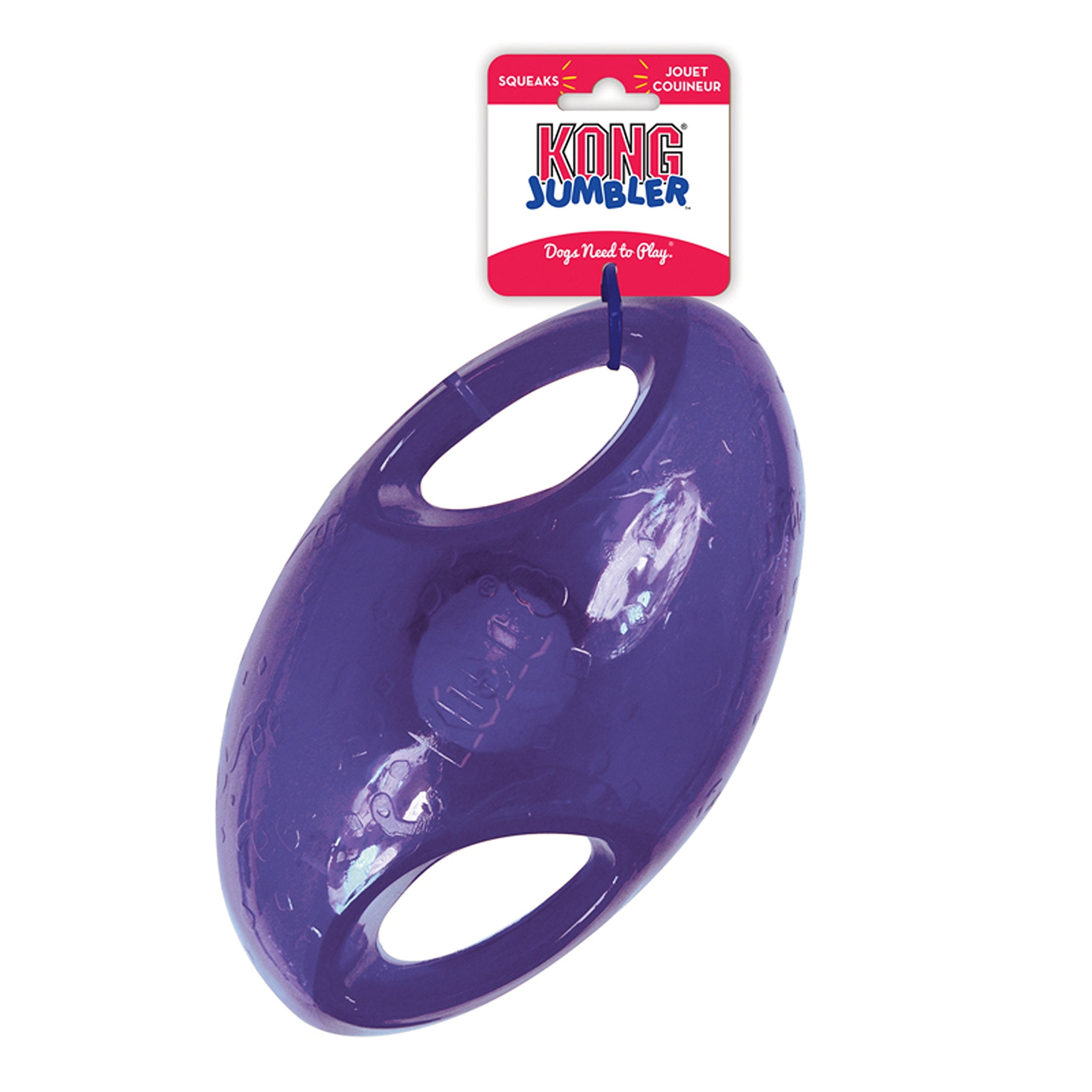 KONG Jumbler Football - Interactive Dog Toy for Dog & Puppy Playtime - Fetch Toy with Tennis Ball - Dog Supplies for Engaging Pl