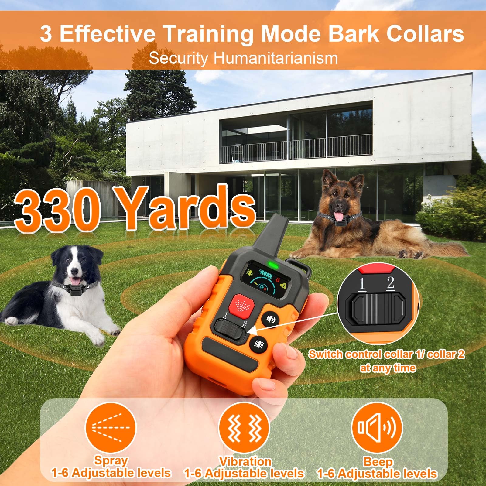Citronella Training Collar For Dogs [2*Citronella Collar, No Automatic] With Beep/Vibration/Spray 4 Mode & 6 Adjustable Sensitiv