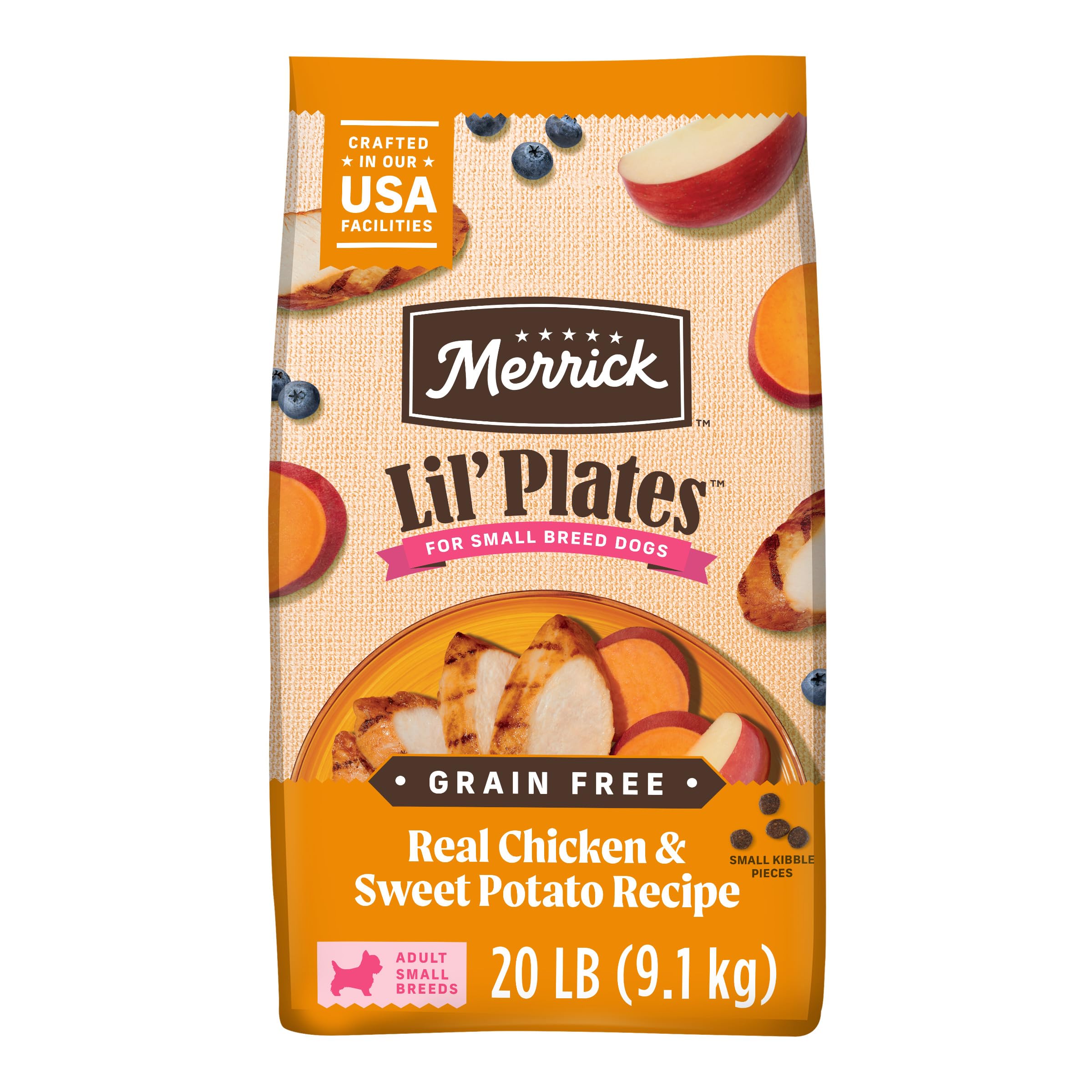 Merrick Lil Plates Premium Grain Free Dry Dog Food For Small Dogs, Real Chicken And Sweet Potato Kibble - 20.0 lb. Bag