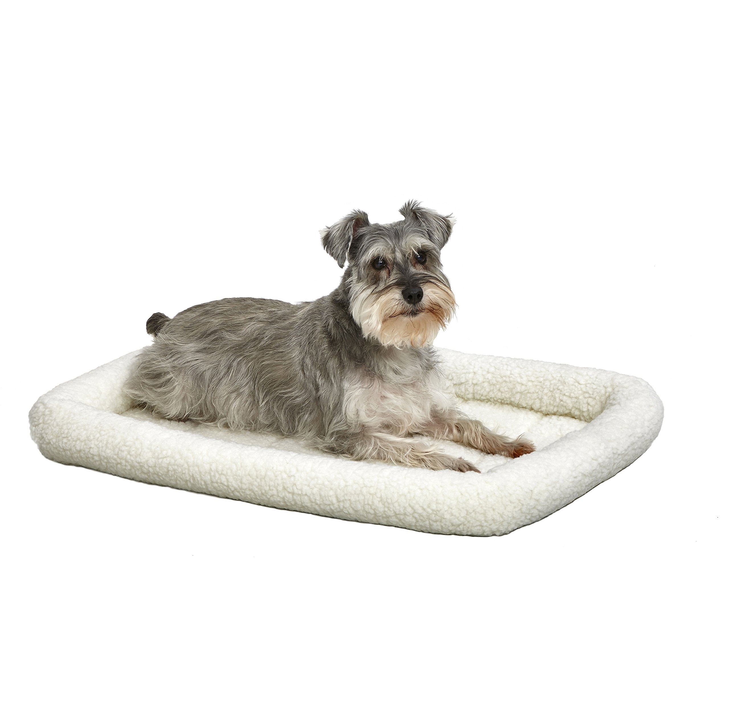 Midwest Homes For Pets Bolster Dog Bed 30L-Inch White Fleece Dog Bed W/ Comfortable Bolster | Ideal For Medium Dog Breeds & Fits A 30-Inch Dog Crate | Easy Maintenance Machine Wash & Dry