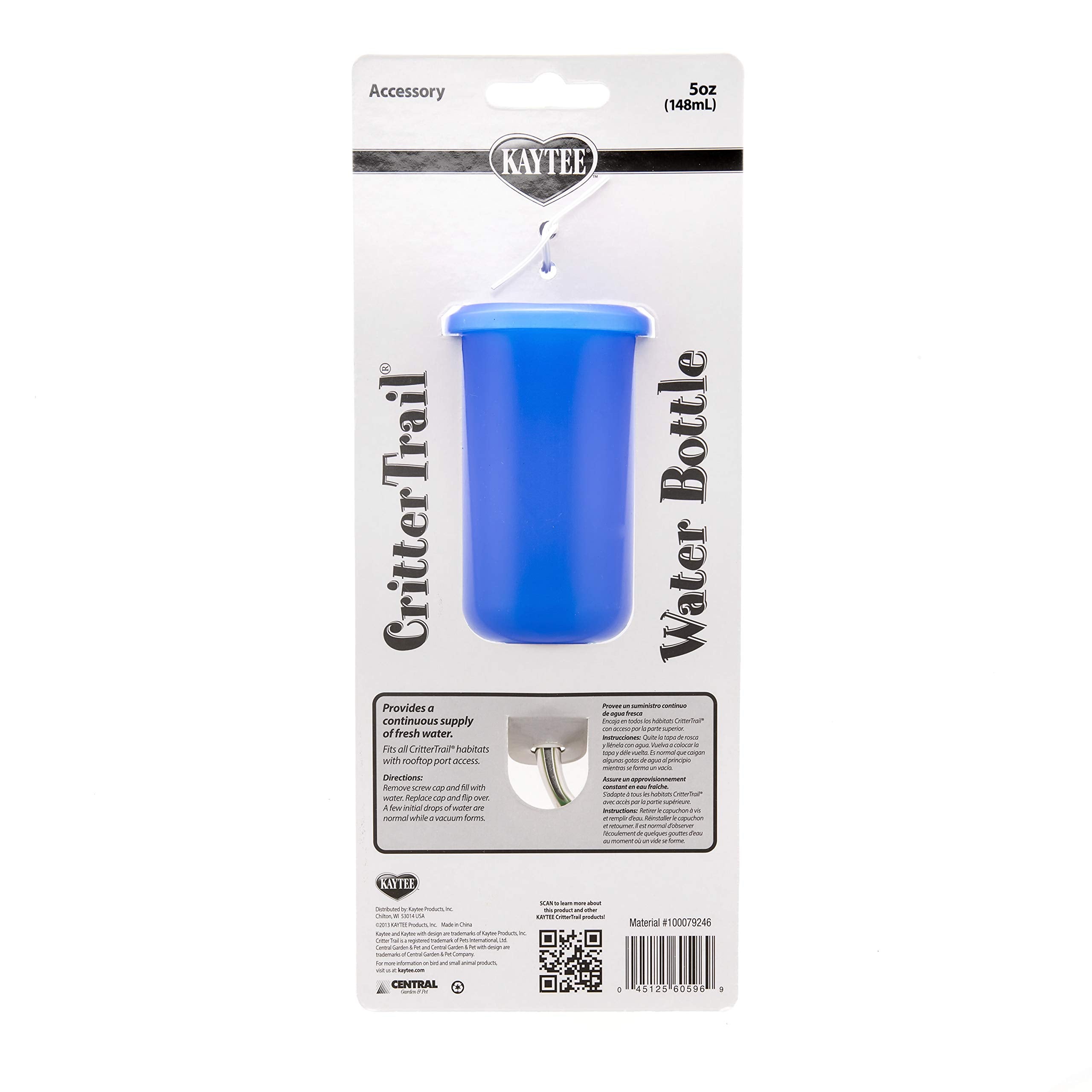 Kaytee Crittertrail Water Bottle For Pet Hamsters, Mice And Gerbils, 5 Oz,Blue