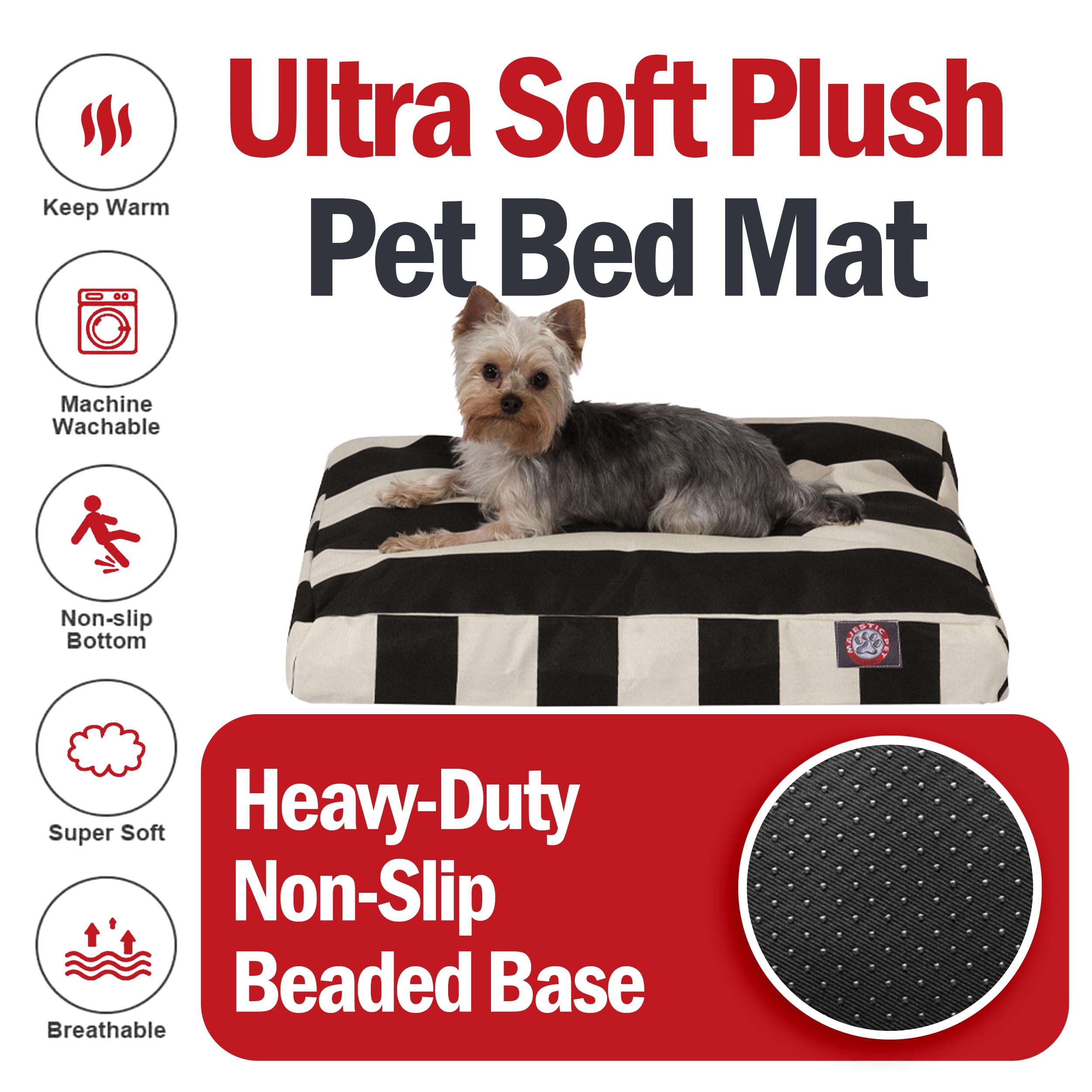 Majestic Pet Rectangle Small Dog Bed Washable – Non Slip Comfy Pet Bed – Dog Crate Bed With Removable Washable Cover – Dog Kennel Bed For Sleeping - Dog Bed Small Breed 27X20X4 Inch – Black