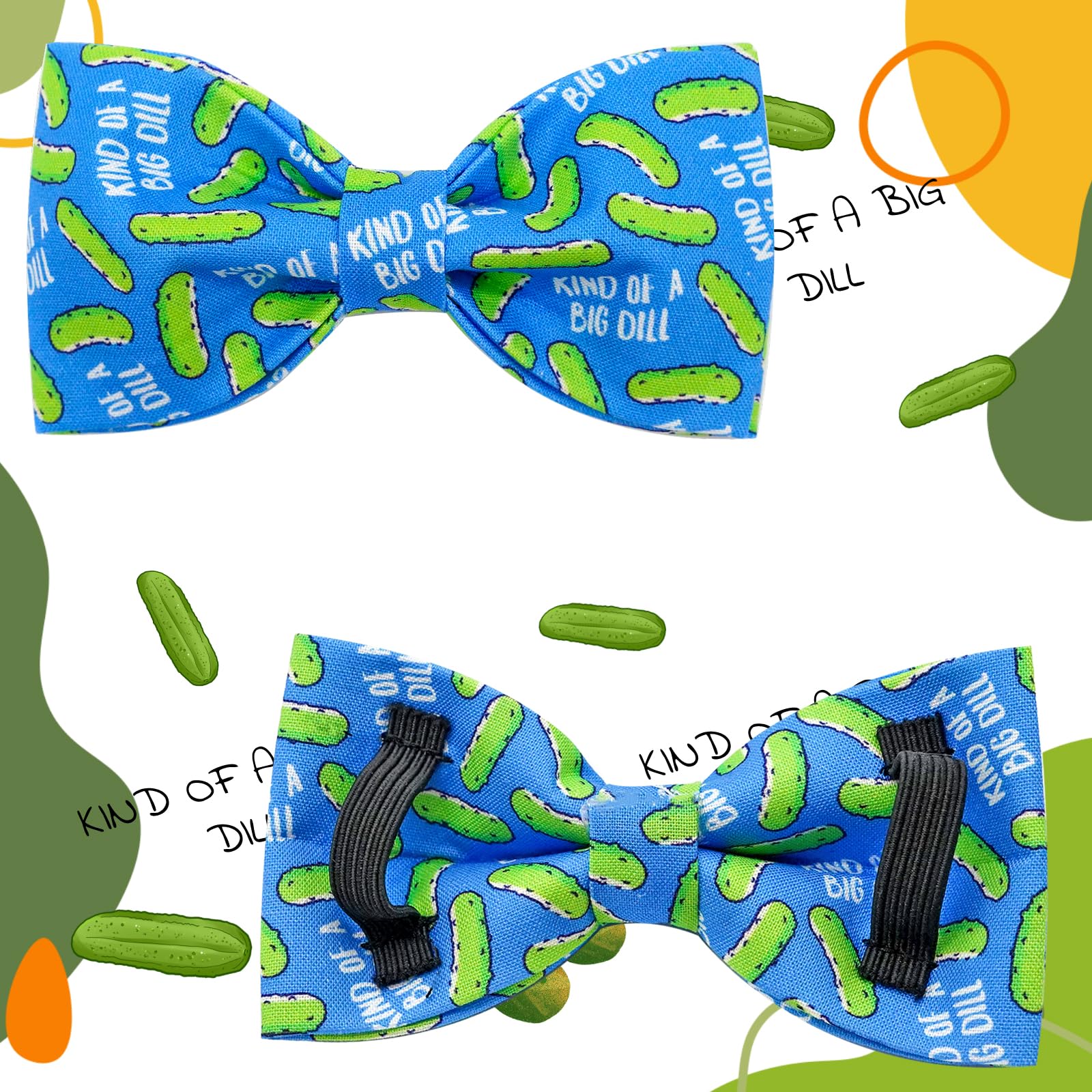 Elegant little tail Dog Collar, Dog Collar with Bow tie, Dill Pickles Print Dog Collar Pet Collar Boy Cute Bowtie Collar Dog for