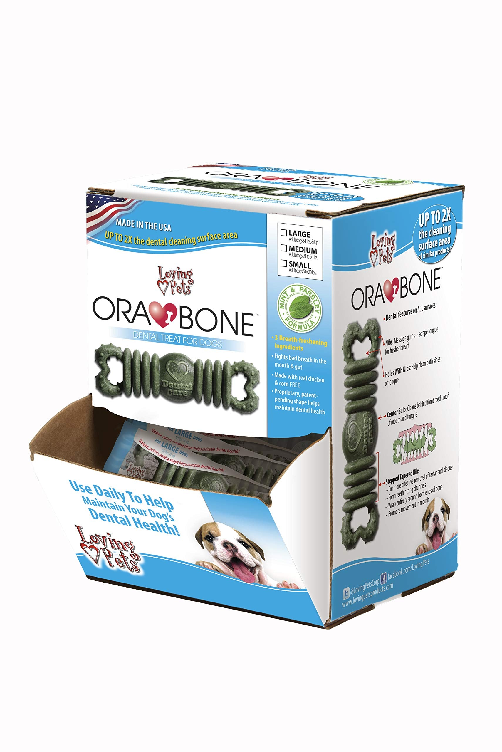 Loving Pets Orabone Dental Treat For Dogs, Individually Wrapped, Small, 60 Pieces Per Pack
