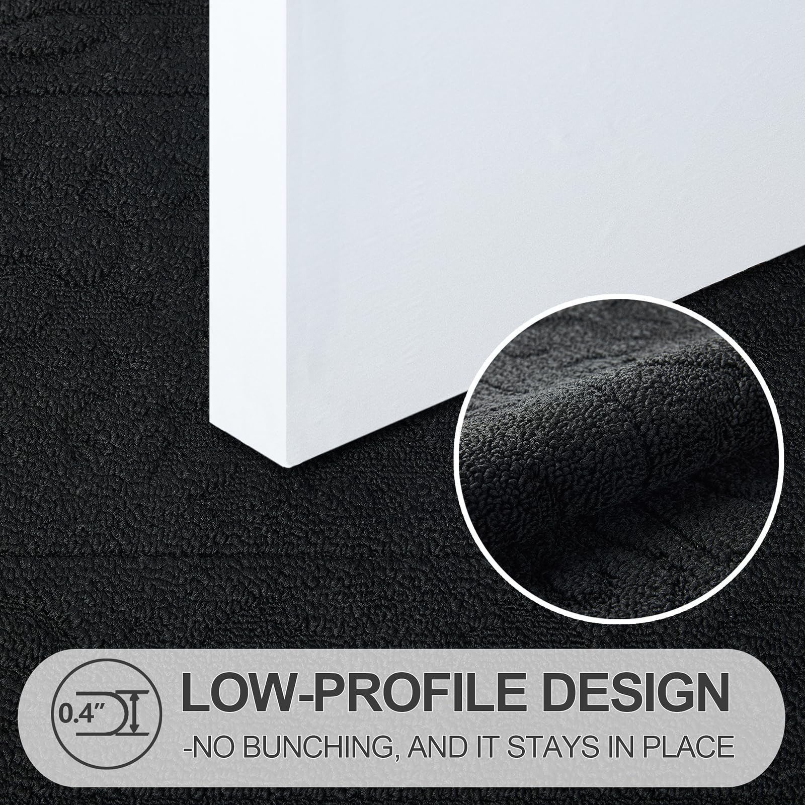 Foneyi Indoor Door Mat, Front Back Door Mat 32' X 40' Non-Slip Rubber Backing Door Rug, Machine Washable Entry Rug, Low Profile Absorbent Dirt Trapper Doormat Inside Floor Mats For Entryway, Black