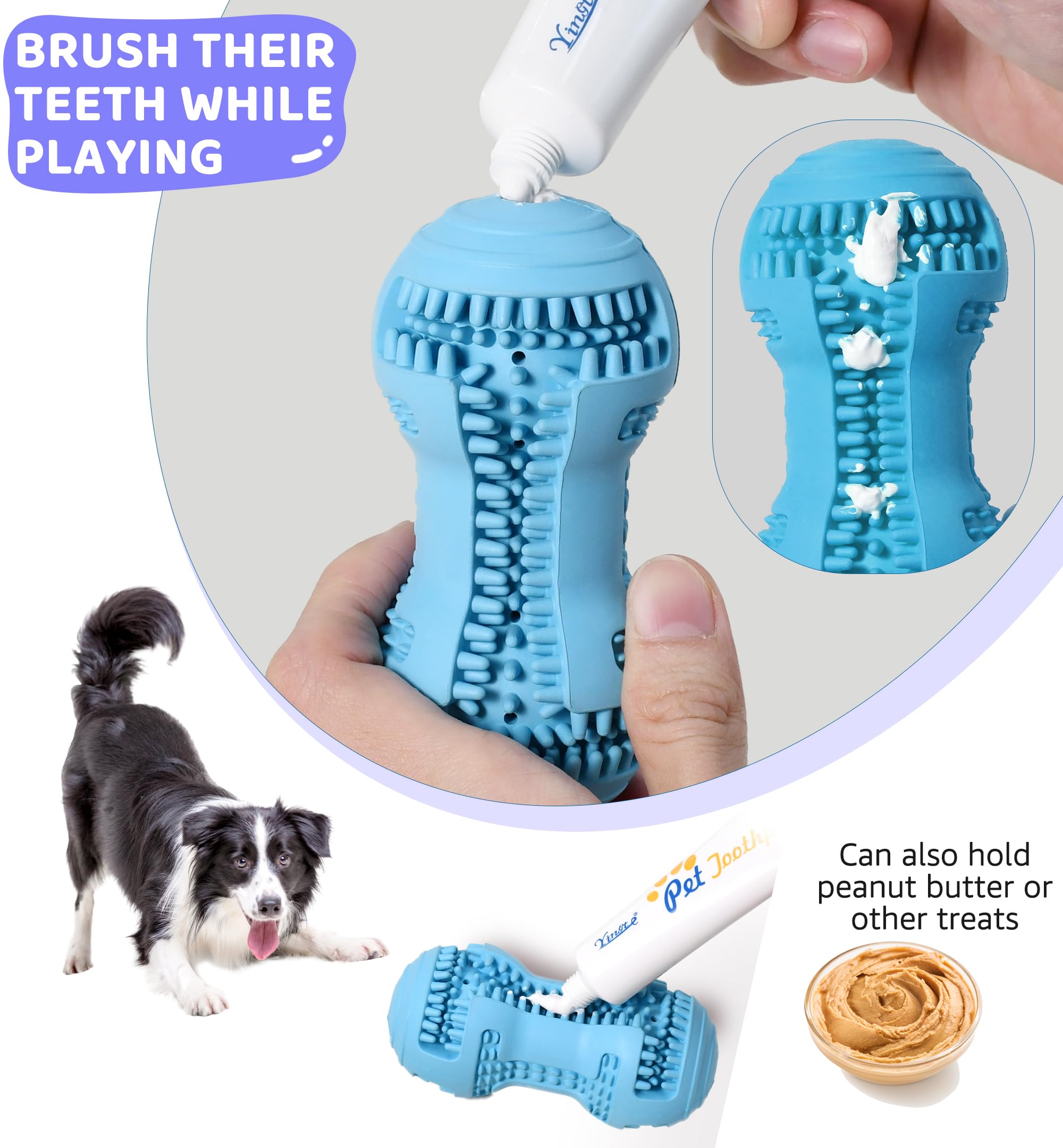 Iptpas Durable Dog Chew Toy For Teeth Cleaning, Natural Rubber Dental Toy For Small Medium Dogs & Teething Puppies, Tough Chew T