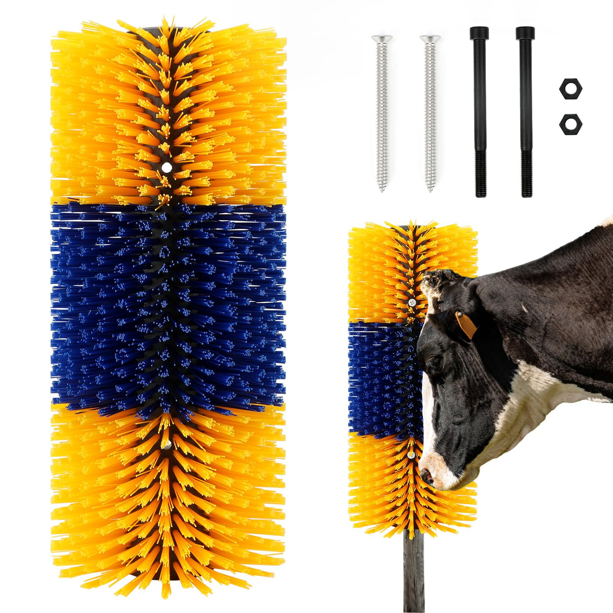 GINDOOR Livestock Scratch Brush Kit, Cattle & Horse Massage Brush Relieves Itching, Suitable for Cows, Horses, Sheep & Pigs - Ye