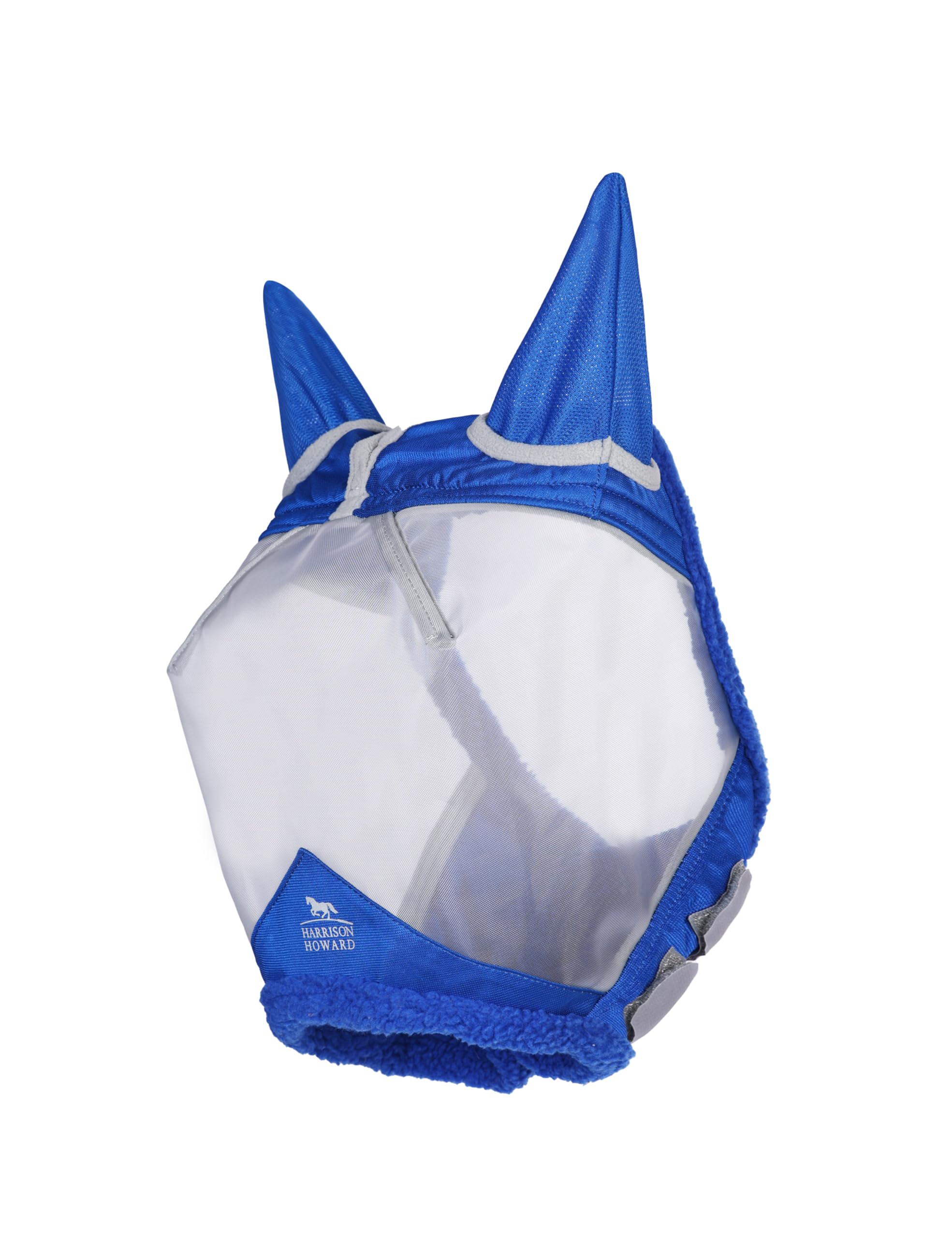 Harrison Howard CareMaster Horse Fly Mask UV Protective Fine Mesh with Extra Wool Soft Touch on Skin Champion Blue M