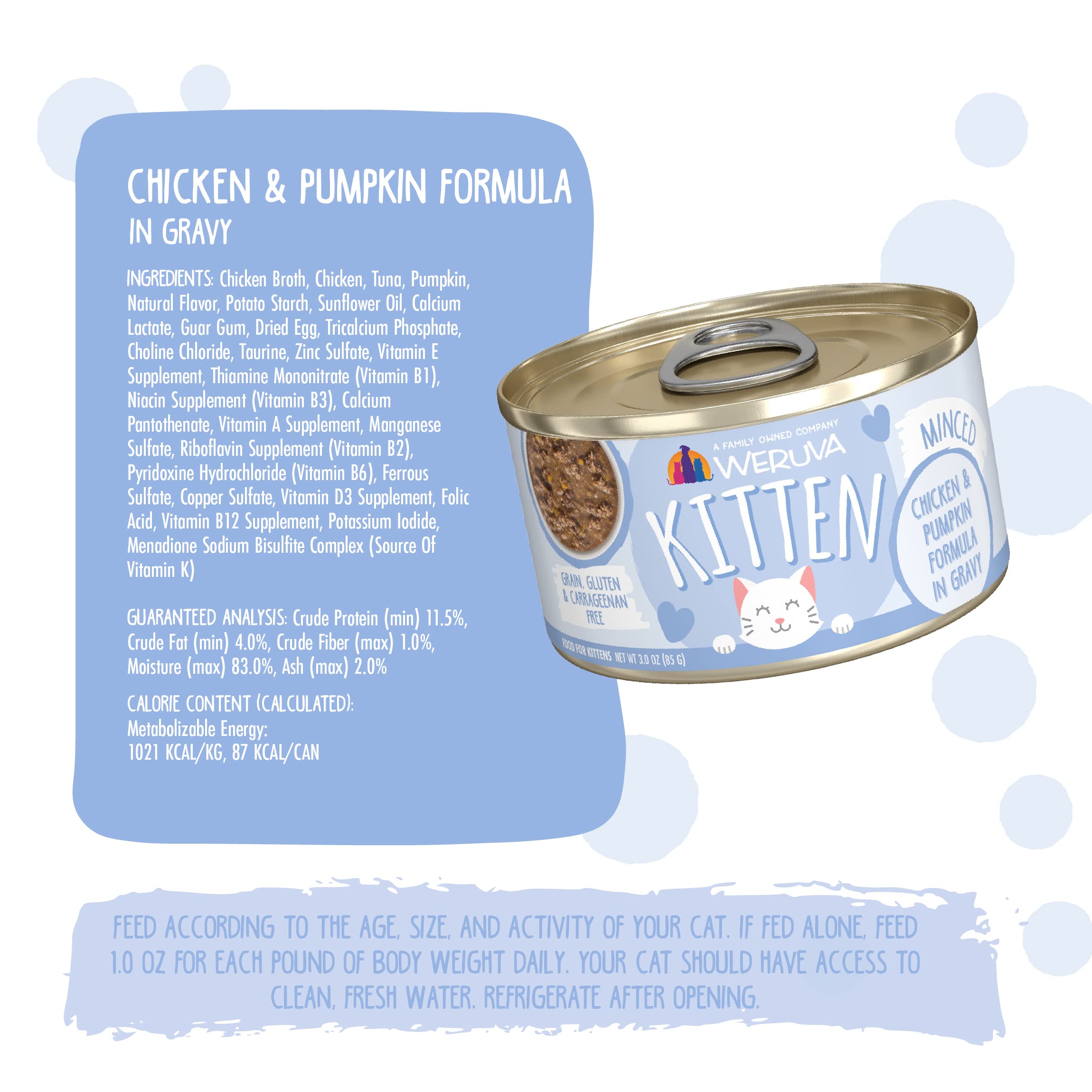 Weruva Kitten, Chicken & Pumpkin Formula in Gravy, 3oz Can (Pack of 12)