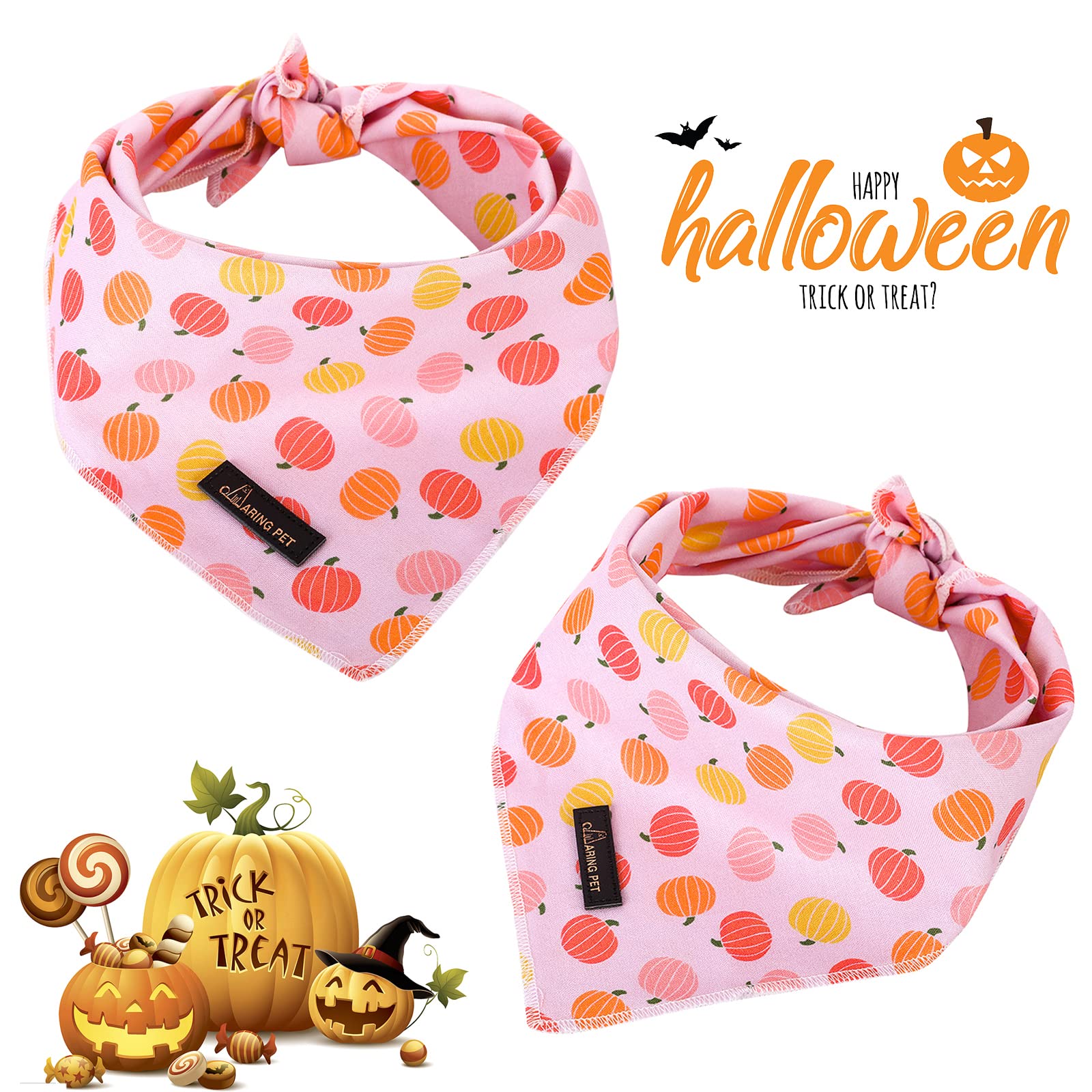 Aring Pet Halloween Dog Bandana-Cotton Pumpkin Dog Bandanas, Soft Comfortable Cute Dog Triangle Bibs Scarf For Small To Large Bo