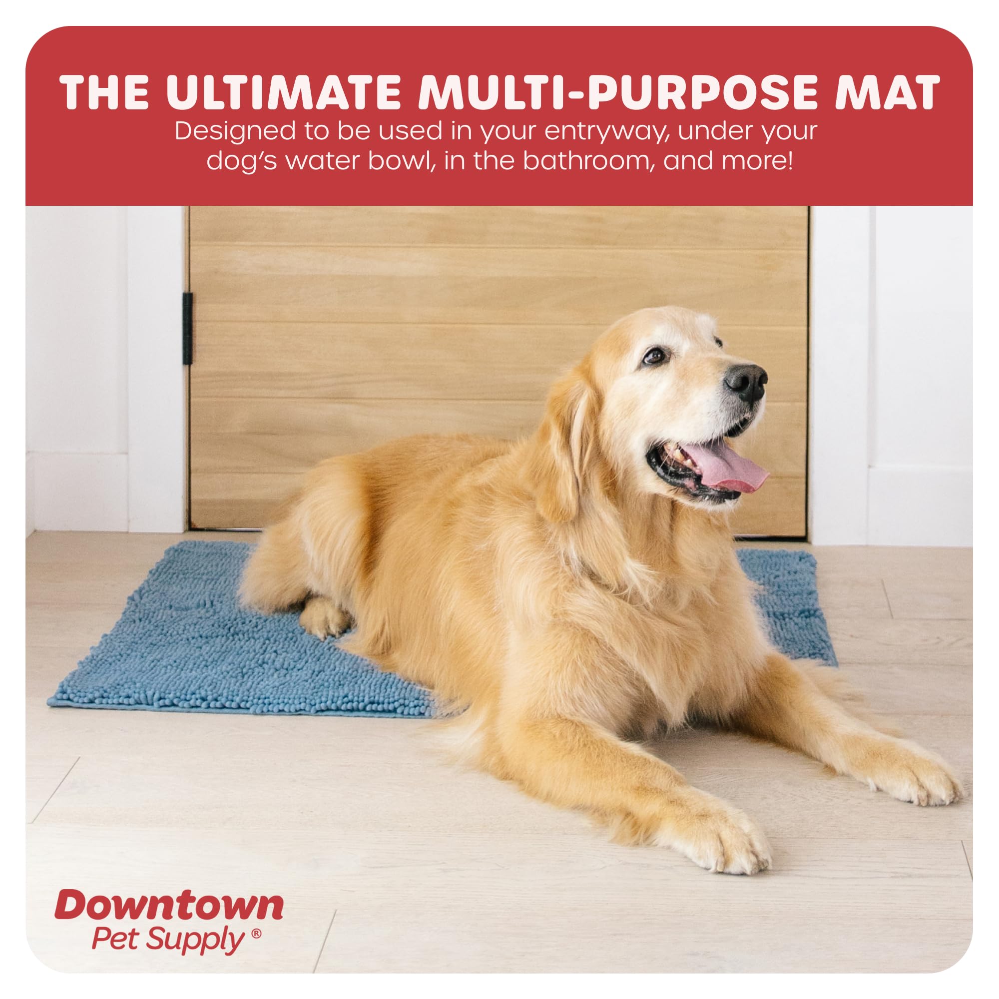 My Doggy Place Microfiber Dog Mat for Muddy Paws, 36 x 26 Faded Denim - Absorbent and Quick-Drying Dog Paw Cleaning Mat, Washer