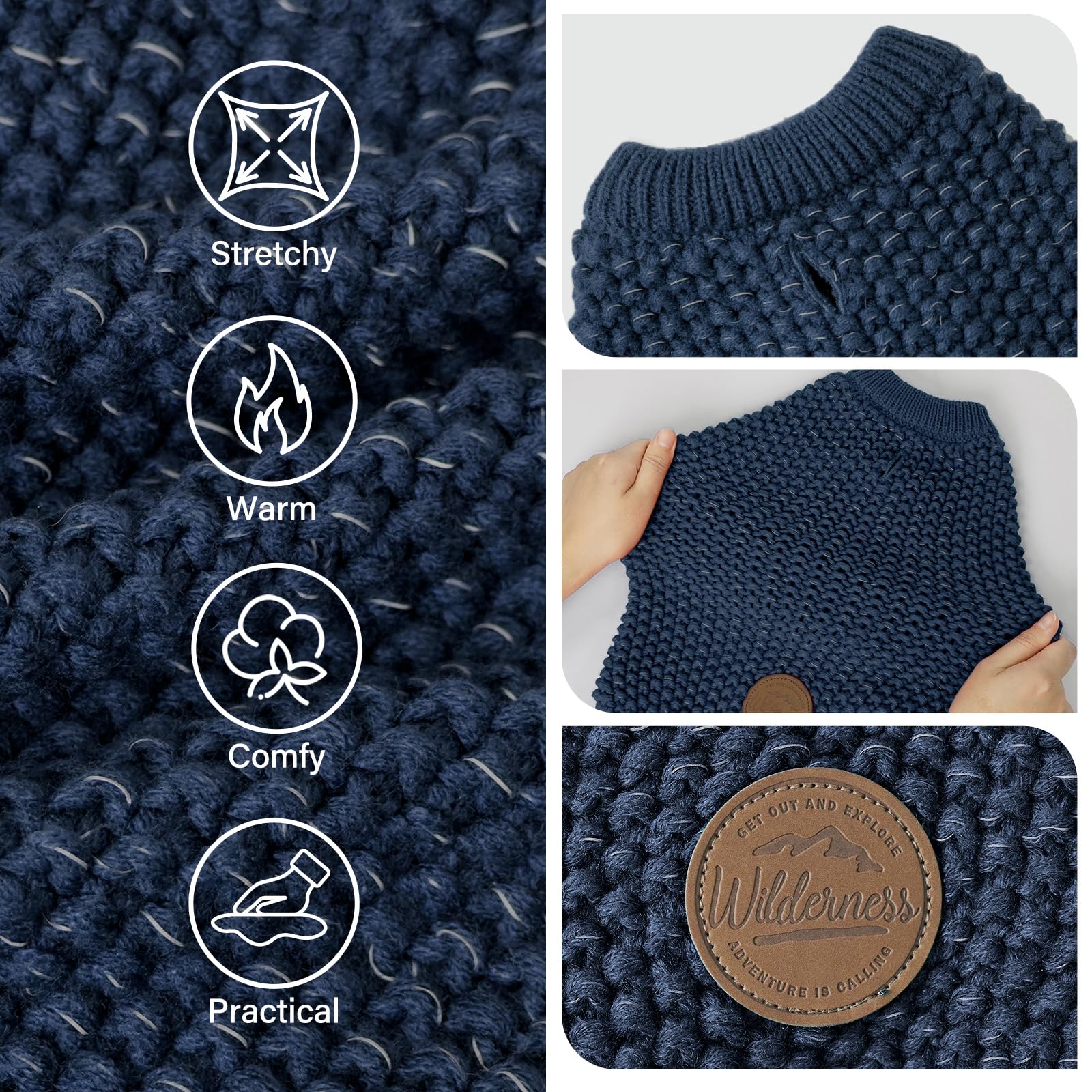 Kyeese Dog Sweater Comfy Dog Sweater Medium Size Dog Medium Dog Sweater With Reflective Yarn Warm Dog Coats Stretchy Dog Clothes