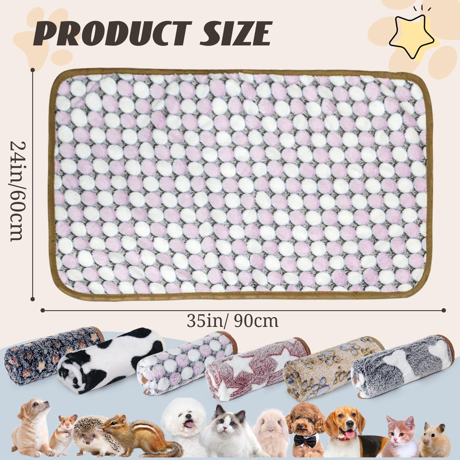 6 Pcs Washable Guinea Pig Blankets Absorbent Small Animal Fleece Bedding Cage Liners Reusable Pet Pee Pad Sleep Mat Pad Cover fo