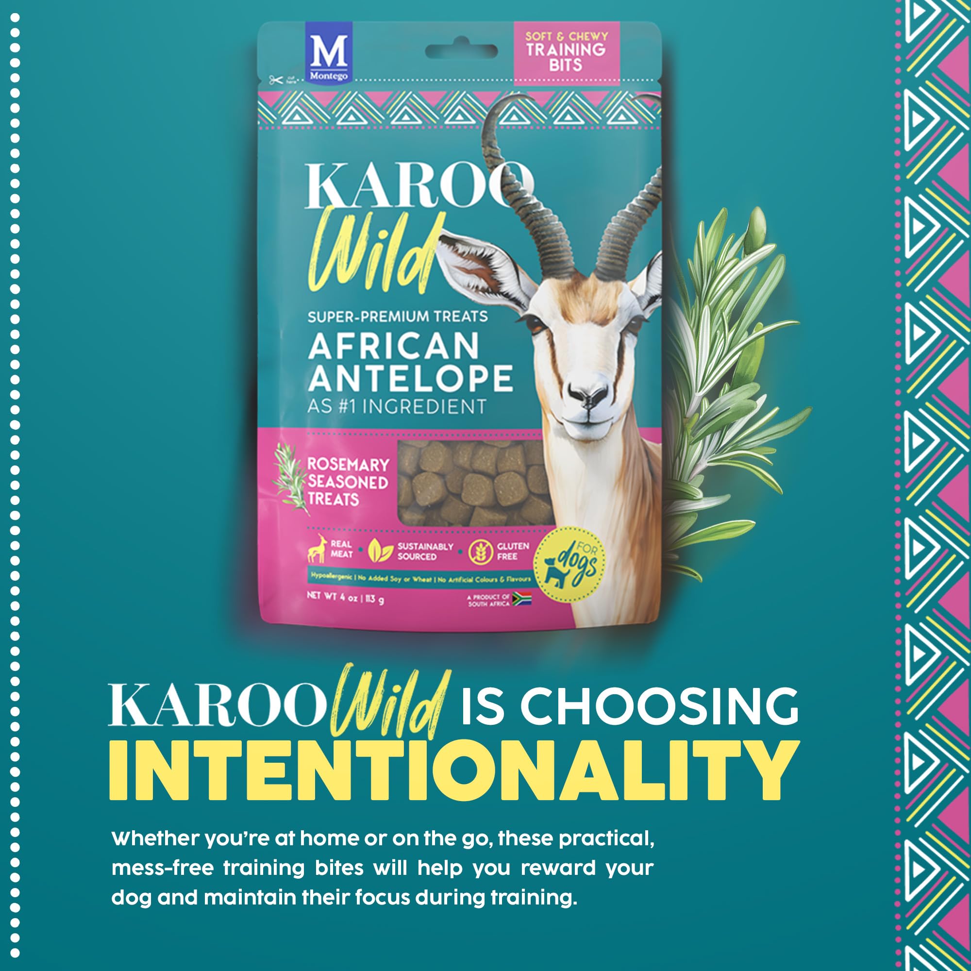Karoo Wild Training Bits Rosemary Seasoned Treats for Dogs - 4 oz - Soft & Chewy Protein Bits Made with African Antelope - Great
