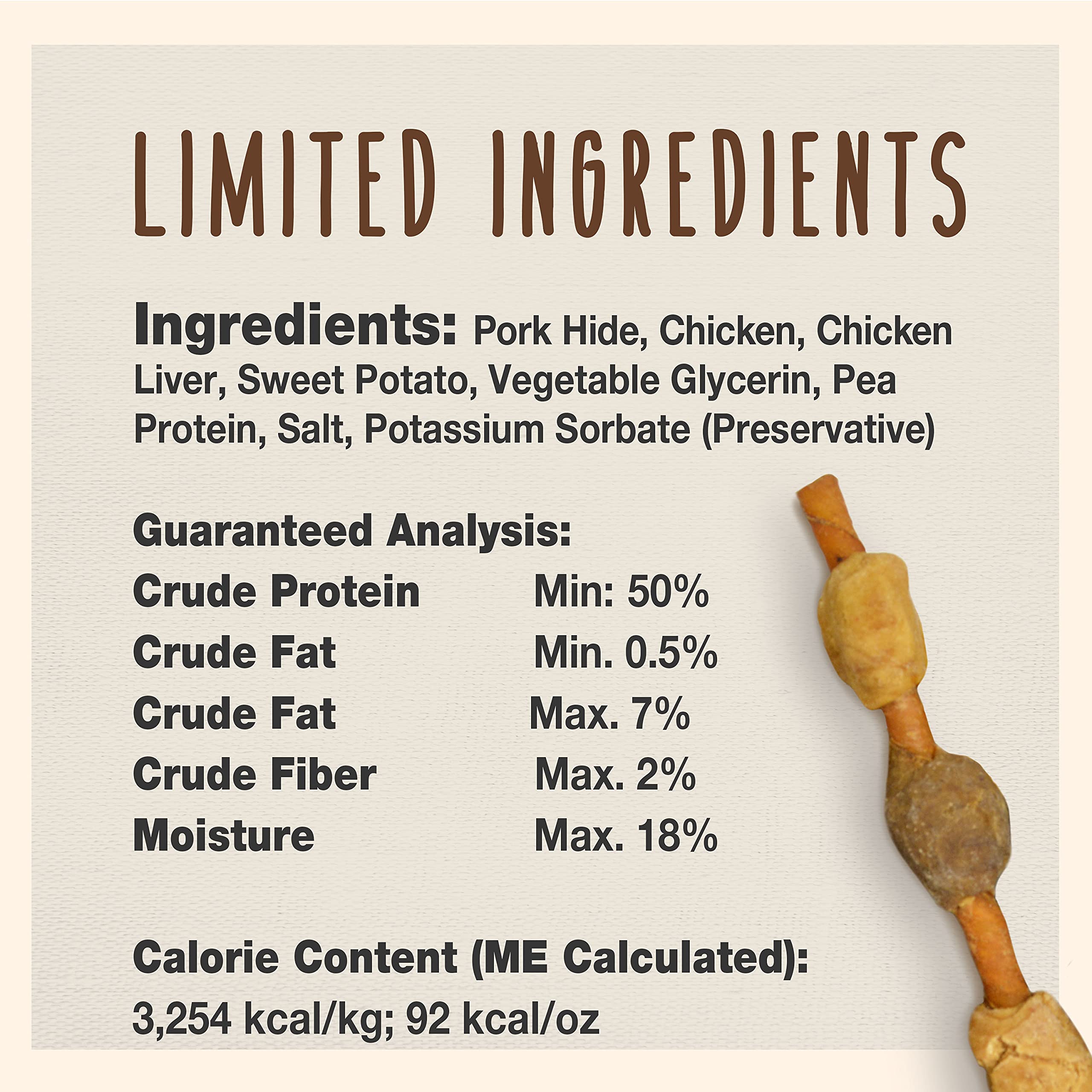 Cadet Gourmet Shish Kabob Dog Chews for Small Dogs, Rawhide Treats with Chicken, Duck and Sweet Potato, Healthy & Natural Pork H