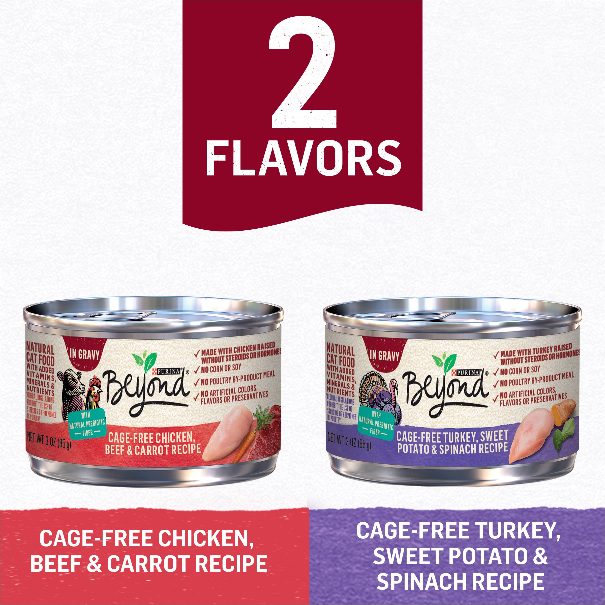 Purina Beyond Chicken, Beef and Carrot and Turkey, Sweet Potato and Spinach in Wet Cat Food Gravy 12 Ct Variety Pack - (2 Packs