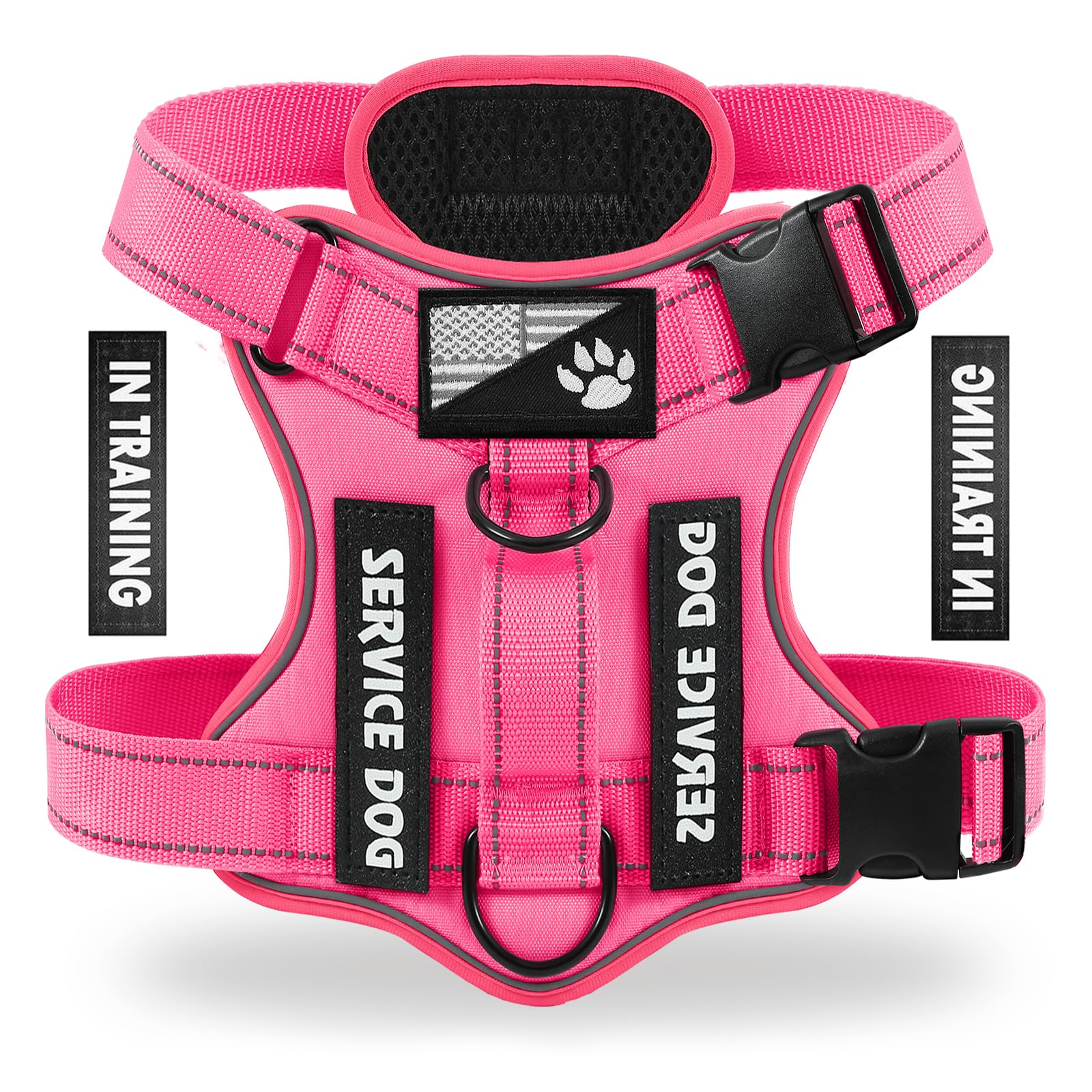 Demigreat Reflective Dog Vest Harness With 5 Pcs Patches, Adjustable Soft Oxford Dog Harness, Inner Layer Mesh, Prevent Pulling 