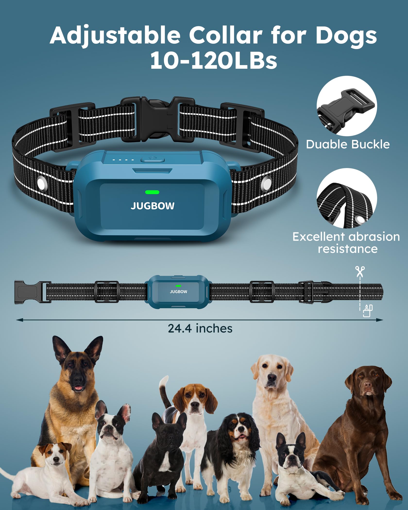 Jugbow Dog Training Collar - 4200Ft Training Collar With Remote For 5-120 Lb Small Medium Large Dogs, Rechargeable Waterproof Ipx8 E Collars With Beep (1-3) Vibration(1-3) Safe Static(0-99)