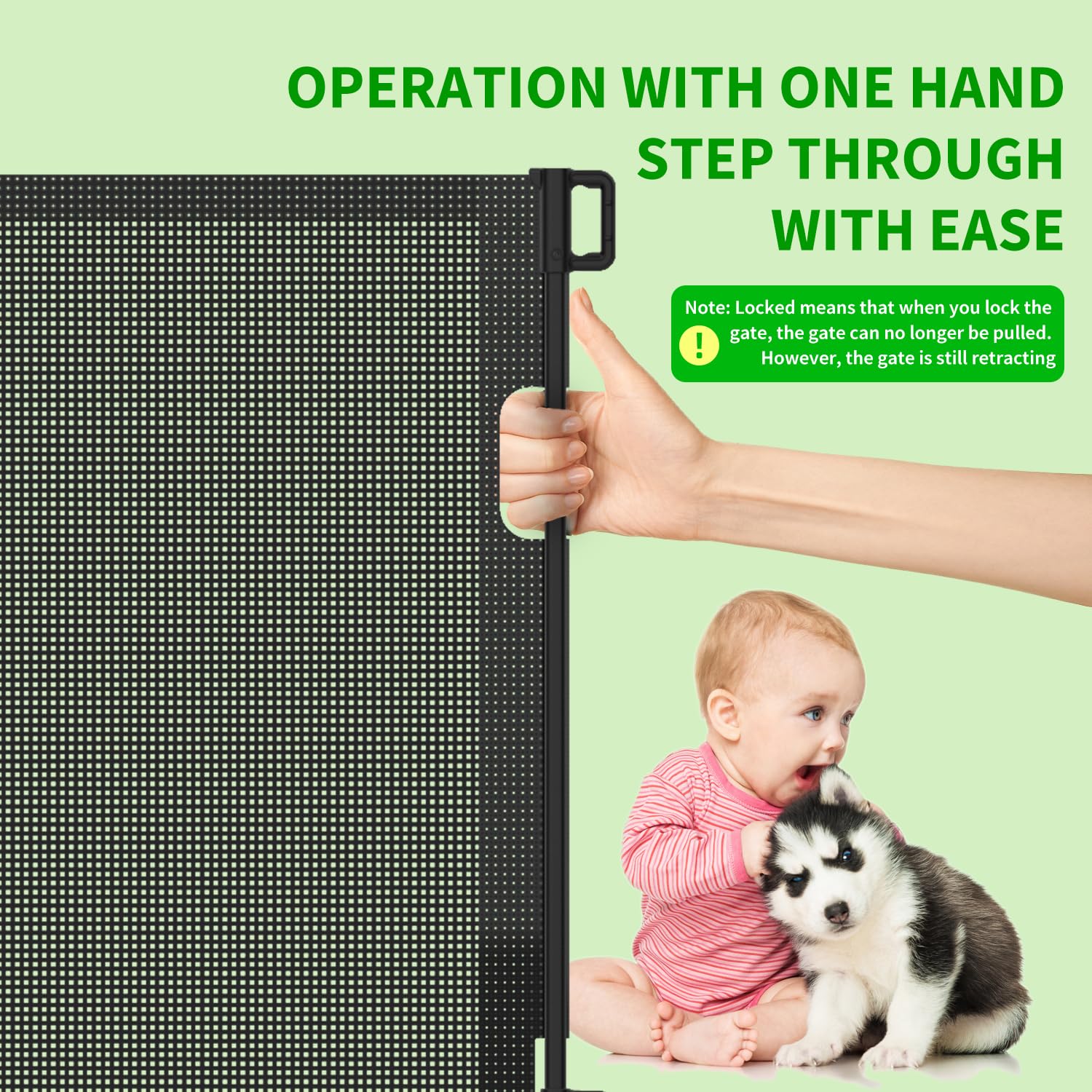 Upgraded Retractable Baby Gate for Stairs, 34Tall Expands 71Wide Ideal Safety Solution Dog Gate for Stairs Doorways Hallways Ind