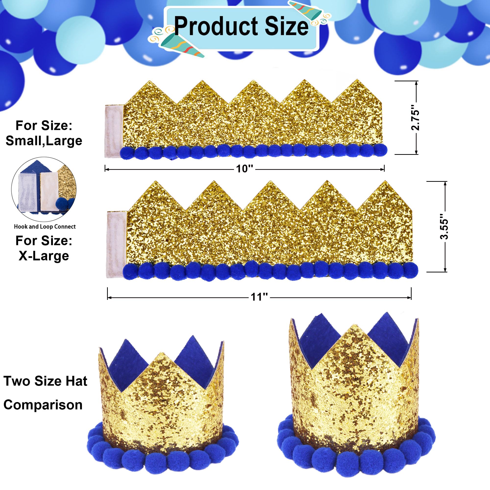 ADOGGYGO Dog Bandana Hat Set for Birthday Party Supply, Boy Girl Pet Birthday Scarf for Medium Large Dog (Large, Blue)