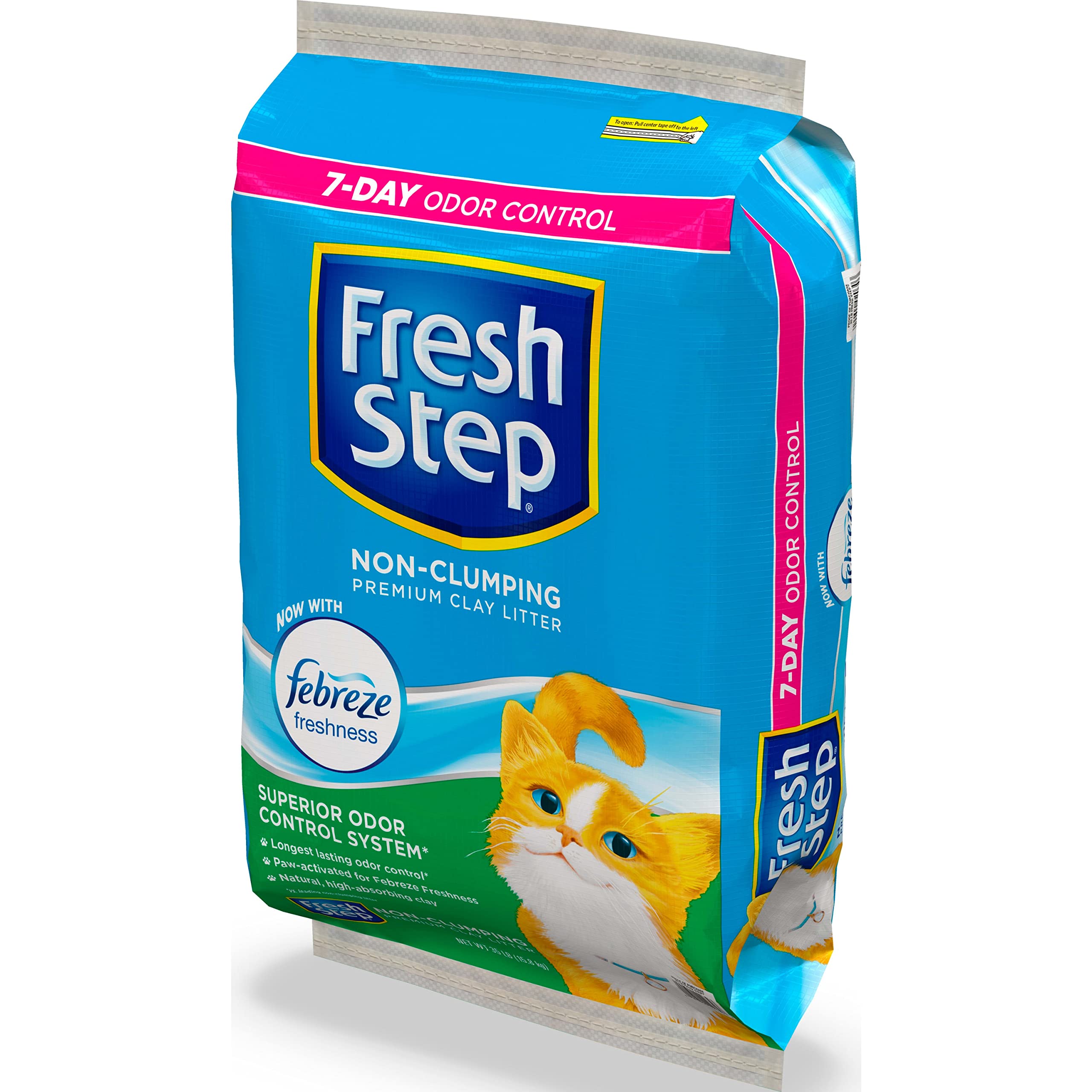 Fresh Step Non Clumping Cat Litter With Febreze Freshness, With 7-Day Odor Control, 35 Lb. Bag
