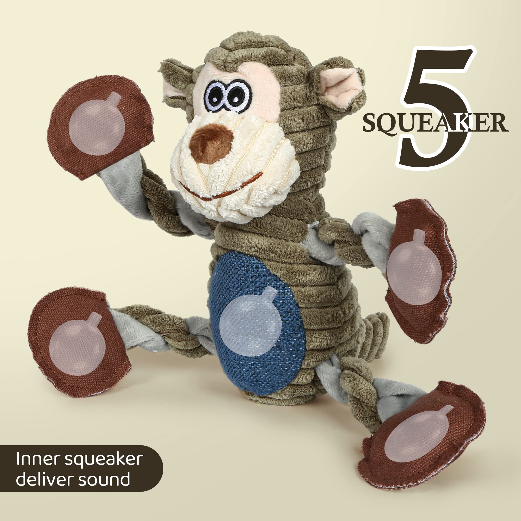 BUYPOW Dog Toys for Large Dog - Plush Squeaky Medium & Small Toys - Stuffed Animals Puppy Toys - Funny Cute Toys for Birthday Pr