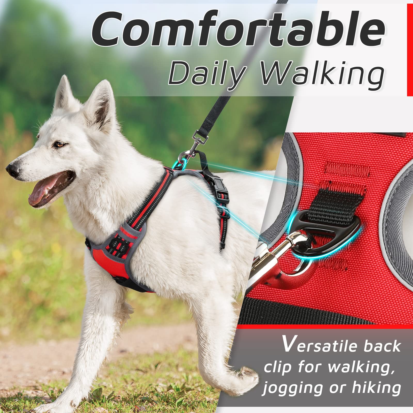 Eagloo Dog Harness Large Breed, No Pull Service Vest with Reflective Strips and Control Handle, Adjustable and Comfortable for E