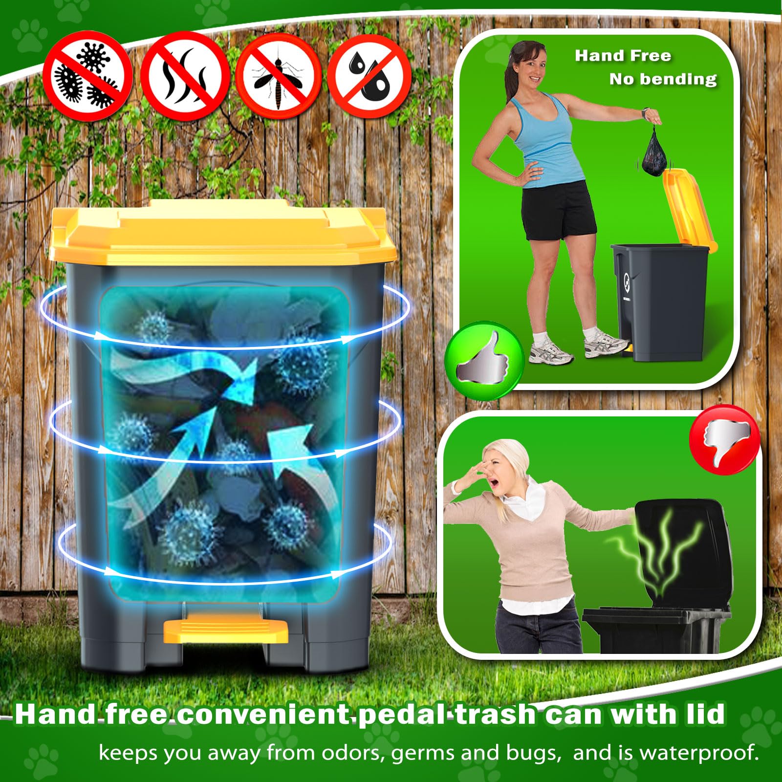 Outdoor Dog Poop Trash Can With Pooper Scooper & 60 Free Poop Bags -15 L/4 Gallon Dog Waste Trash Can Pet Waste Disposal Station
