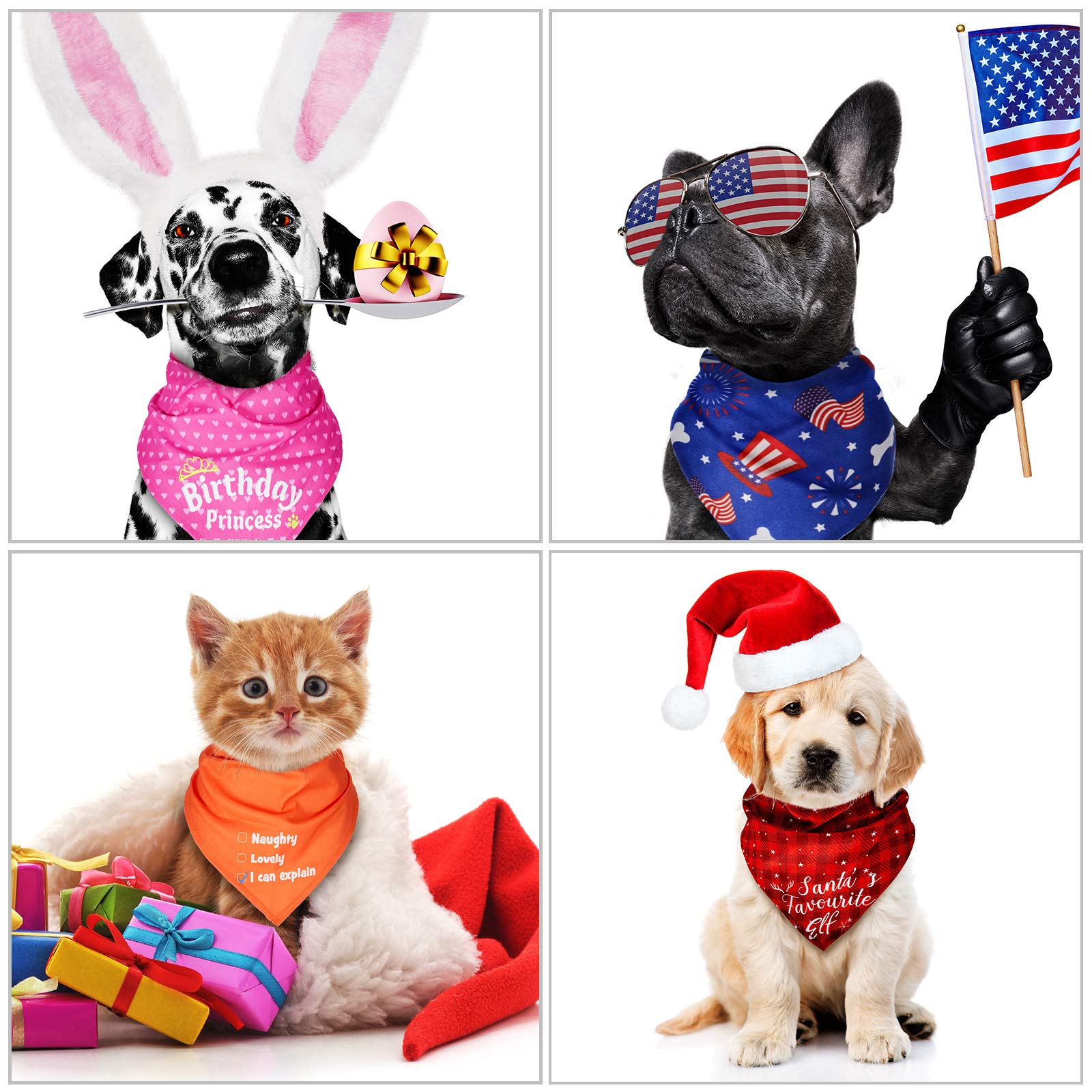 12 Pieces Holiday Dog Bandanas St' Patrick'S Day New Year Easter Day Dog Scarf Birthday Daily Festival Costume Supply Pets Scarf Bandana For Cats Pets Costume(Small)