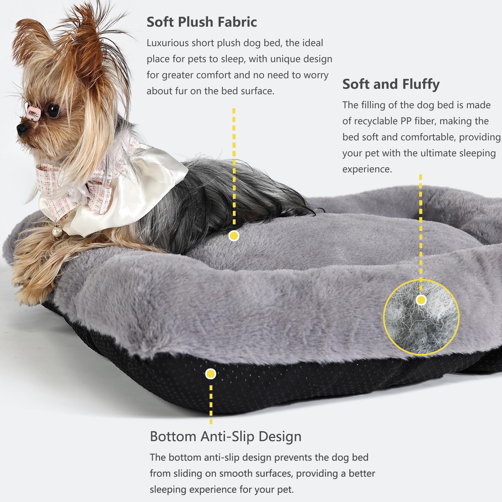 Dog Crate Pads For Small Dogs With Fluffy Faux Fur And Non-Slip Bottom,24 Inch Pet Bed Soft And Comfy For Puppy Or Cat,Machine W