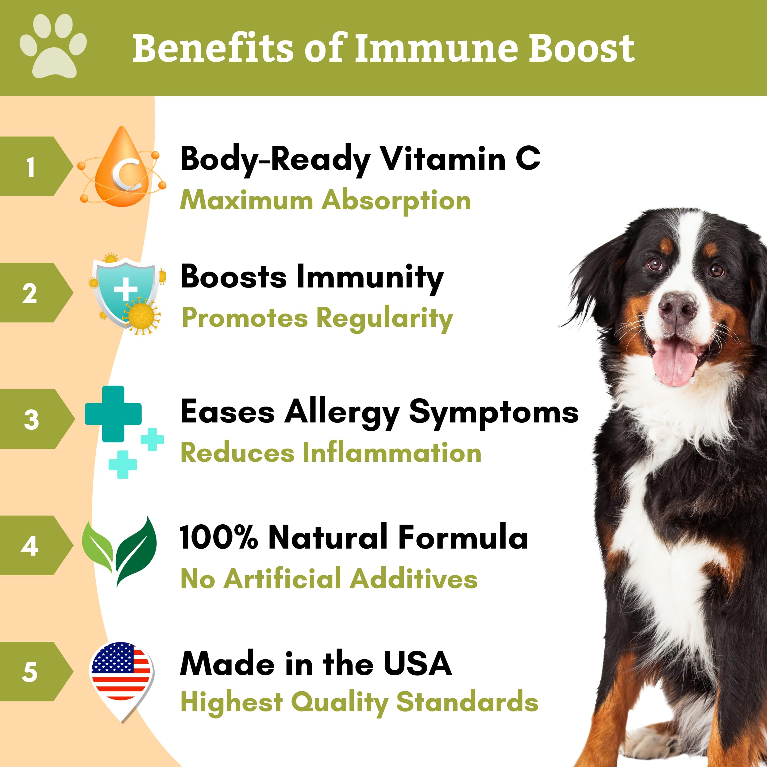 Wholistic Pet Organics Allergy Immune Boost: Vitamin C for Dogs - 2 Oz - Dog Itch Relief - Immune Support Supplement for Dog All