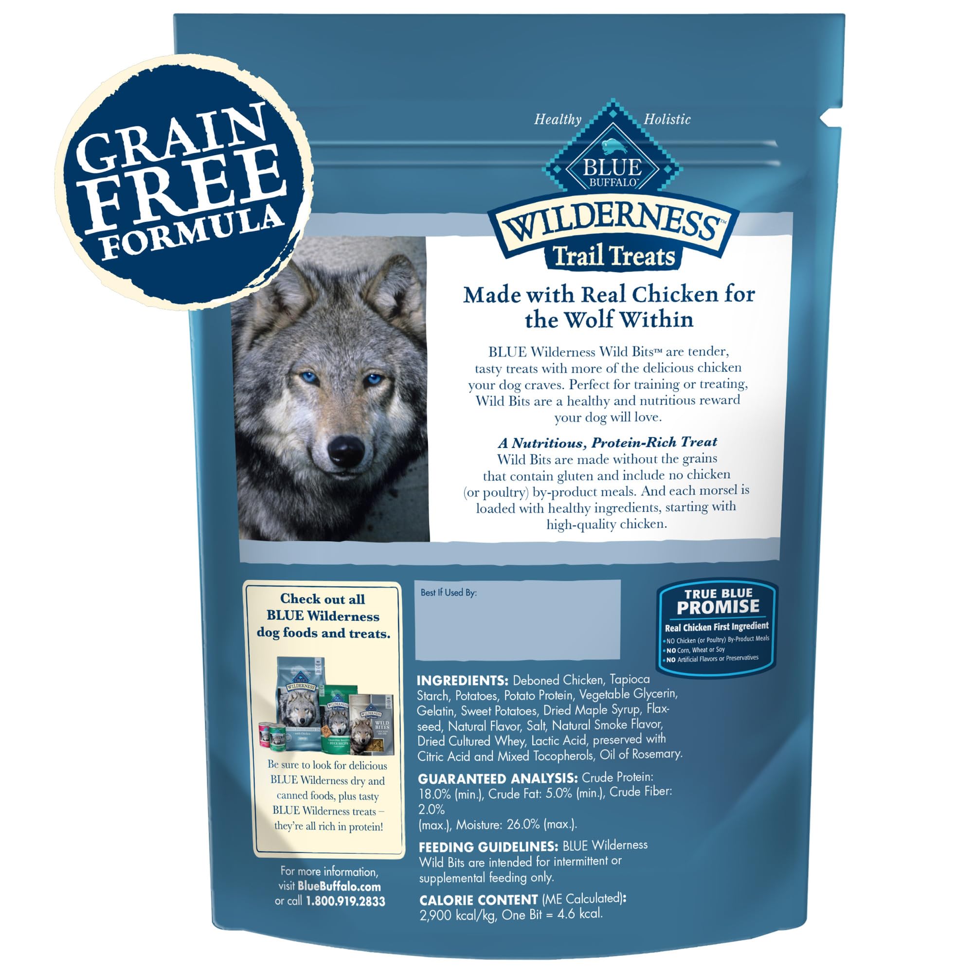 Blue Buffalo Wilderness Trail Treats Wild Bits High Protein Grain Free Soft-Moist Training Dog Treats, Chicken Recipe 10-oz bag