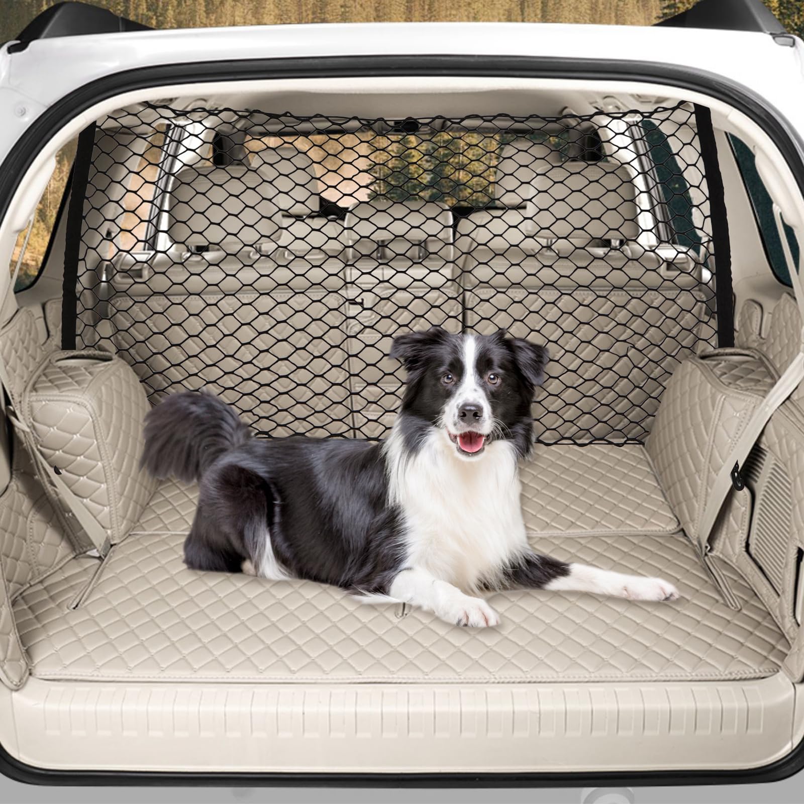 Dog Car Net Barrier For Suv - Pet Car Divider Back Seat Barrier Net, Easy To Install And Remove,Adjustable Car Dog Divider For T
